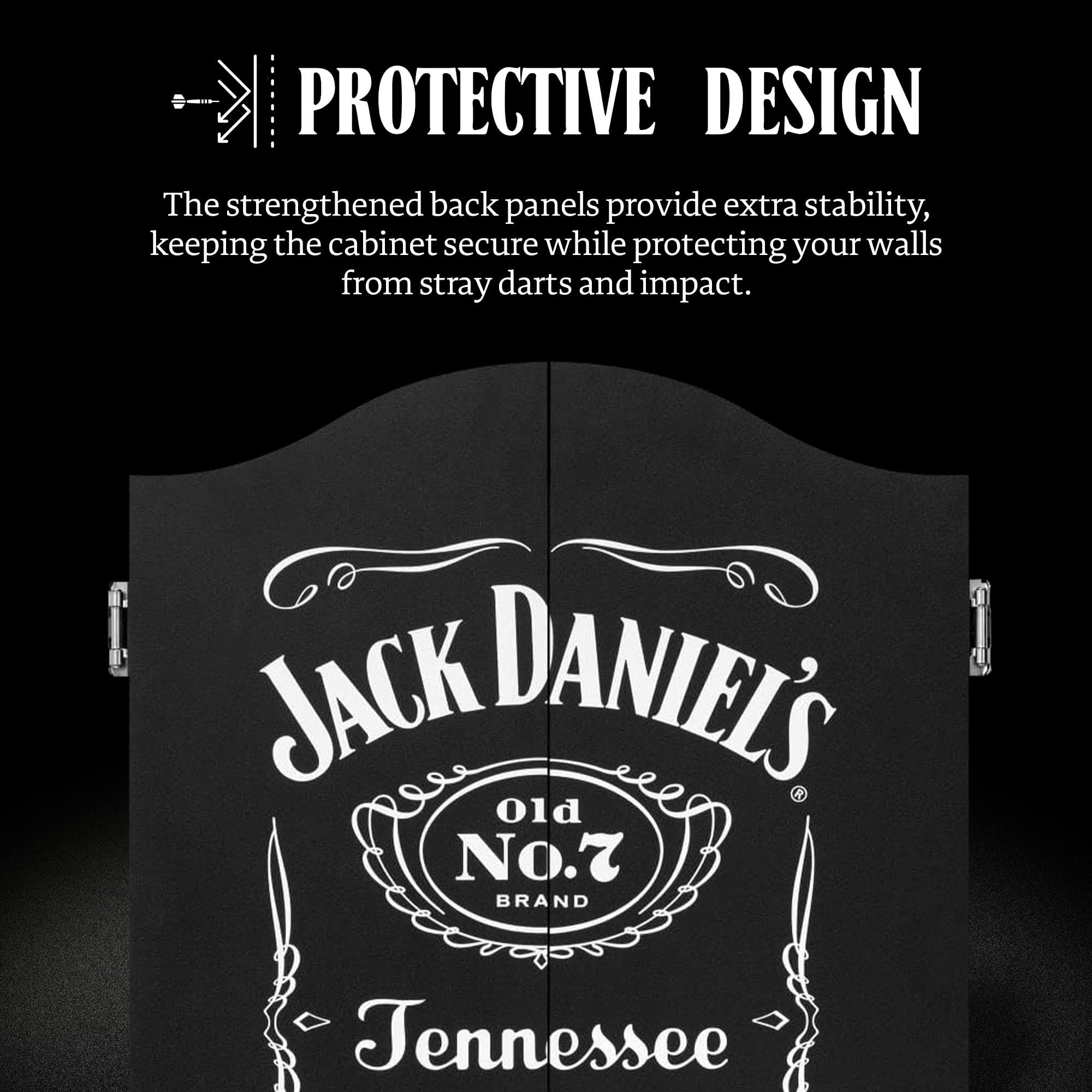 Jack Daniel's Armadietto per bersaglio in legno nero con licenza ufficiale | JD Logo CAB014