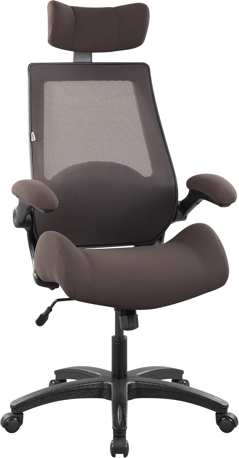 BOLISS High-Back Ergonomic Mesh Computer Office Desk Chair with Super Soft Adjustable Arms Molded Foam Seat and Lumbar Support-Brown BLS-2818H Brown