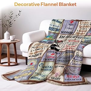 PIUFAM Social Worker Gifts for Women, Social Worker Office Decor, Social Workers Graduation Gift, Social Workers Blanket on Birthday Christmas Thanksgiving 60x80 in
