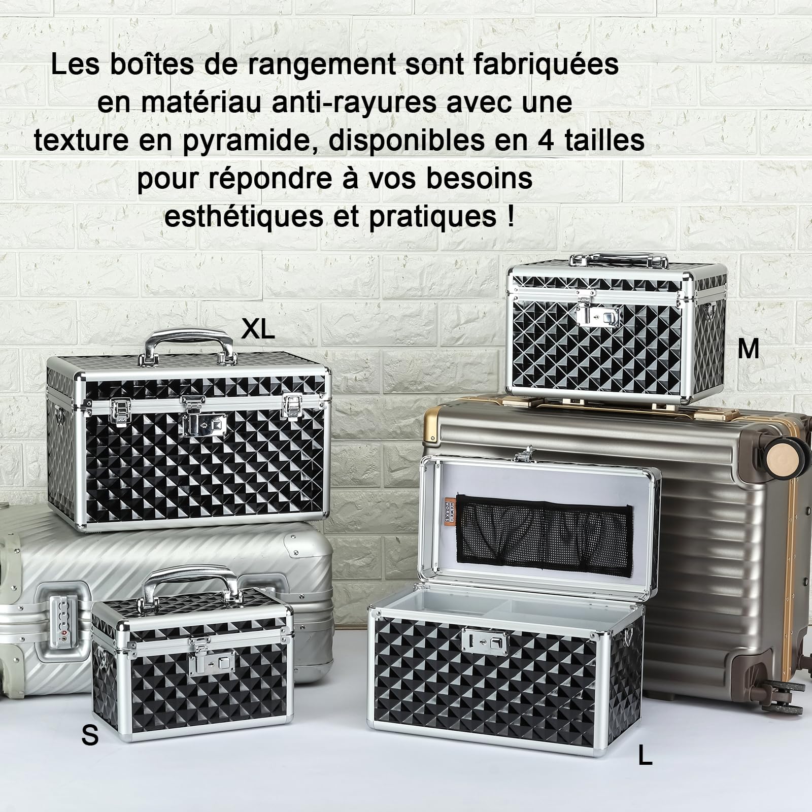 Boîte de stockage de médicaments verrouillable, boîte de premiers secours vide, boîte de sécurité, boîte verrouillable multi-usages pour la maison et les activités extérieures (Black, Medium)