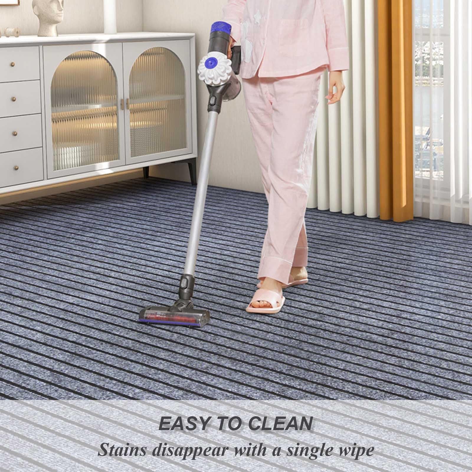 Tapis antidérapant lavable - Avec envers en caoutchouc - Moderne et minimaliste - Pour intérieur/extérieur - Gris - 50 x 120 cm