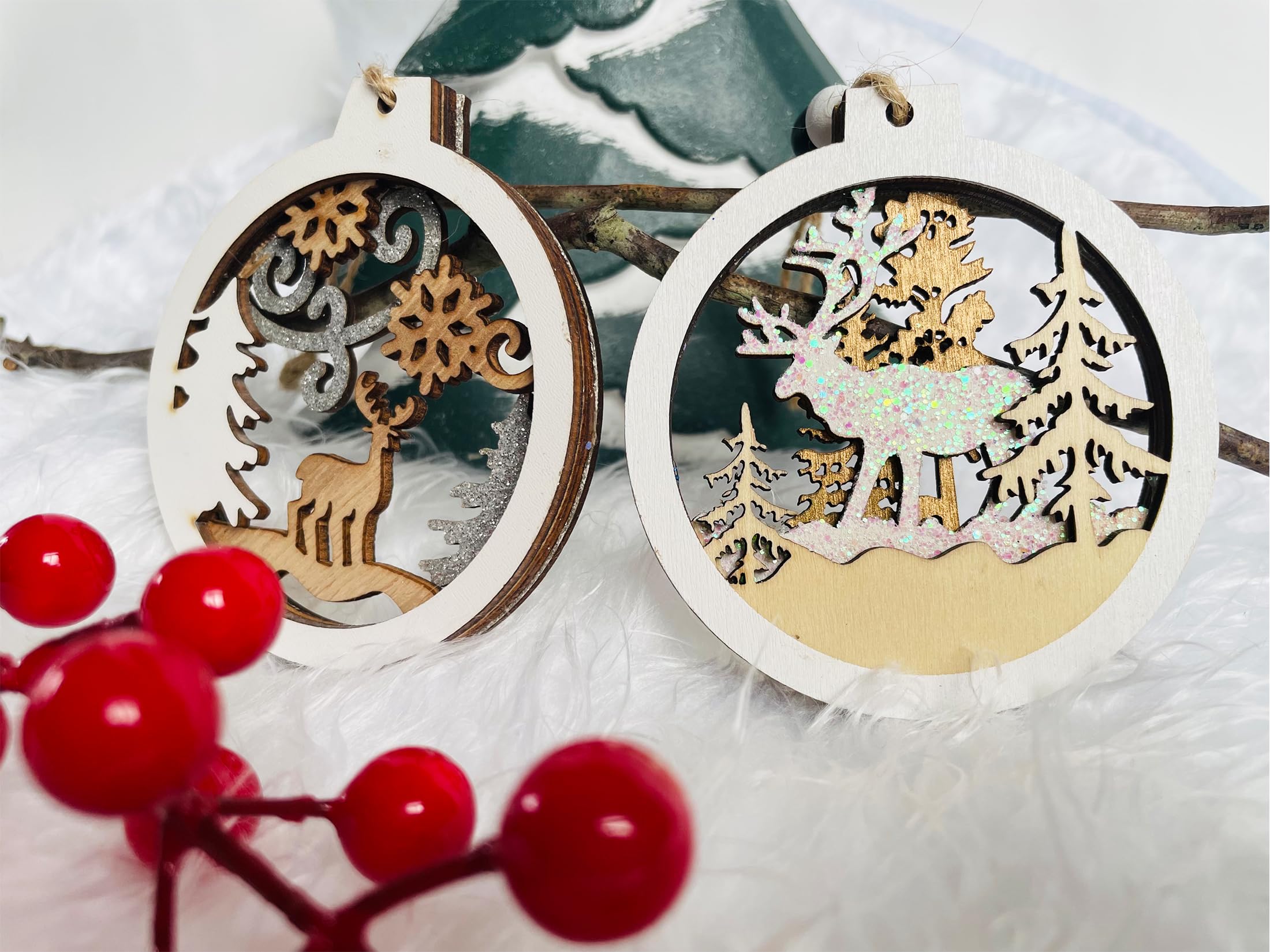 Seamart 24 Ornements De Noël En Bois – Kit Bricolage Sapin – Peinture Et Déco – 6-8 Cm – Cadeau Enfant