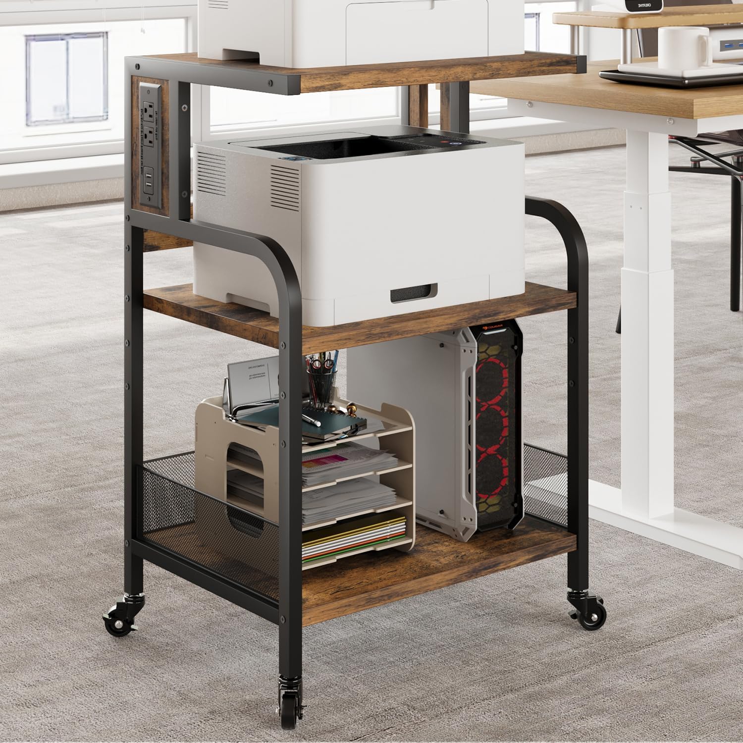 Amazon.com: GAOMON Printer Stand, Large Printer Table with Power ...