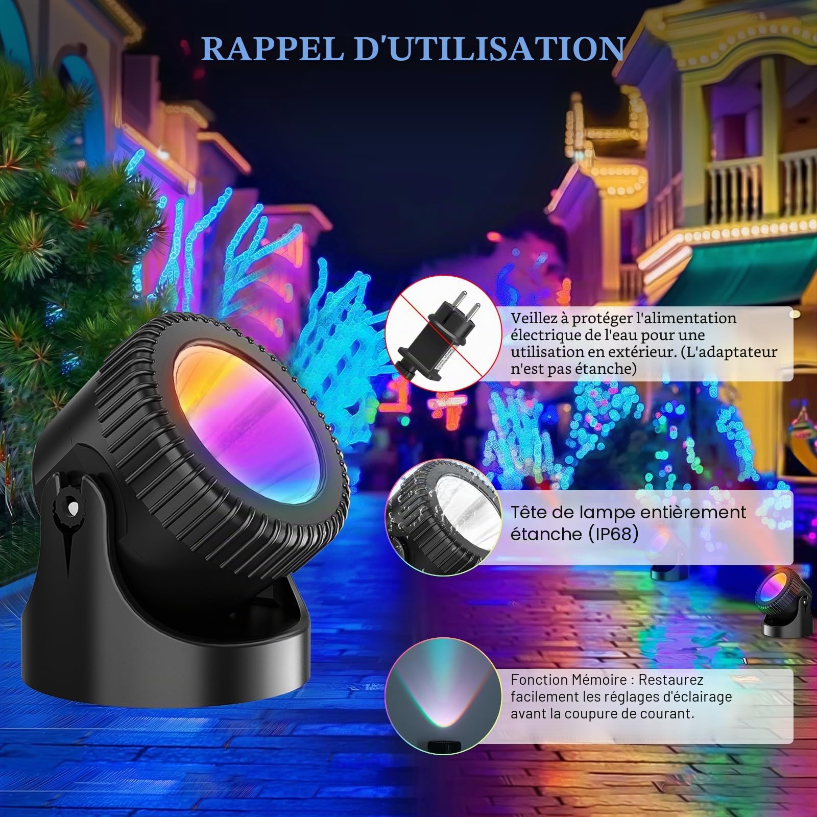 PChero Éclairage de bassin LED RVB submersible - Projecteur sous-marin - Éclairage sous-marin - IP68 - Étanche - Avec télécommande - Pour piscine, étang, jardin, arbre
