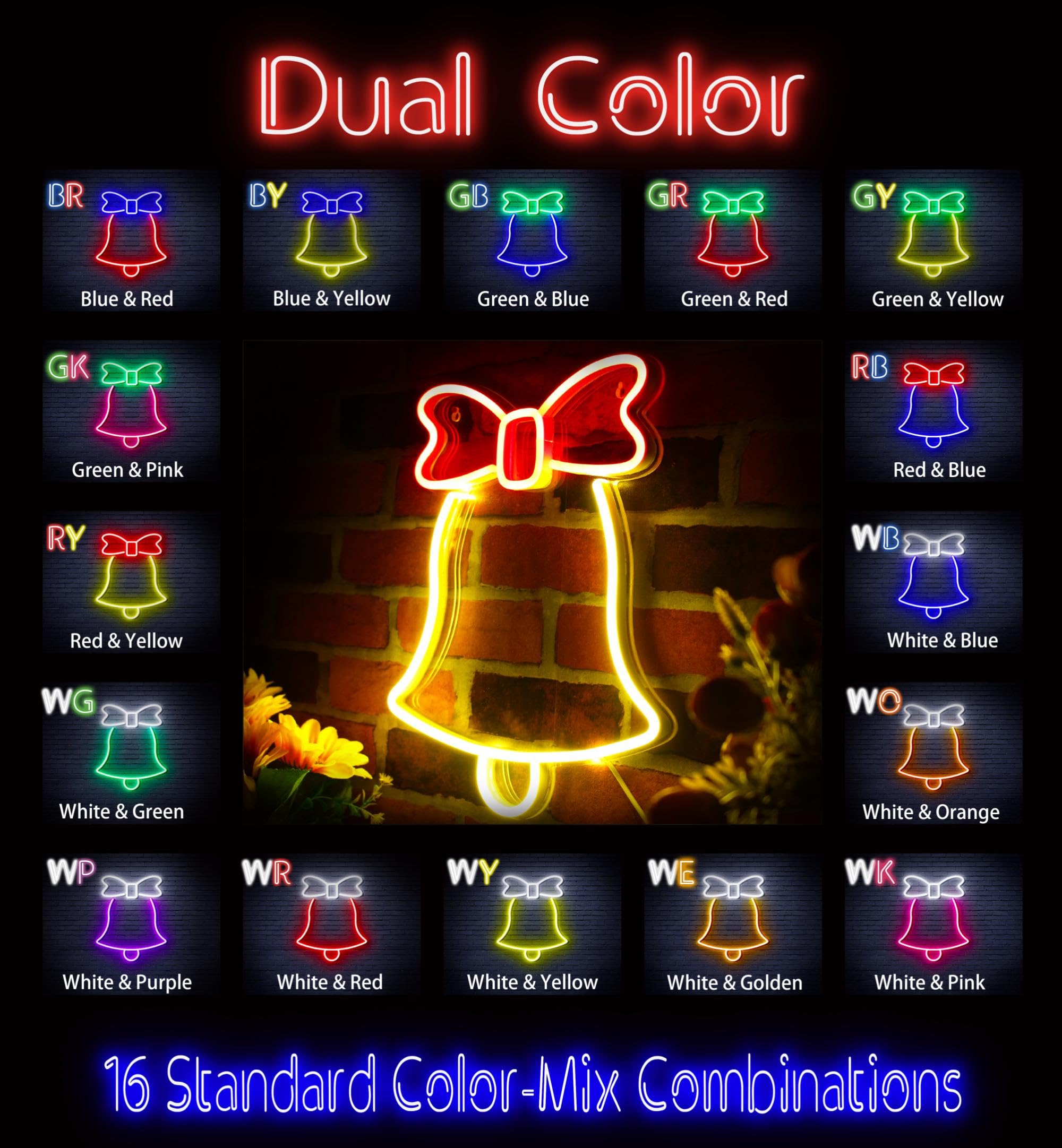 ADVPRO Letrero de neón LED de silicona flexible con cinta de Navidad, blanco y dorado, st16s66-fnu0161-we