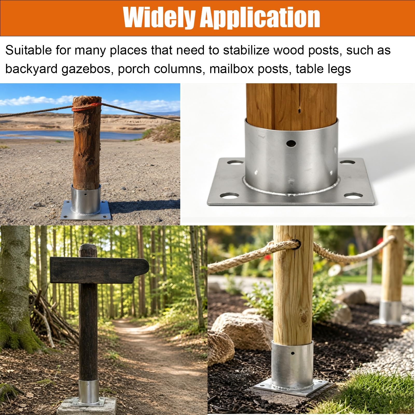 Soporte Estabilizador Para Poste De Señalización Vial | Anclaje De Soporte Personalizable Para Unión De Cemento A Madera(2 pcs,ID 3.1in/8cm H 3.1in/8cm)