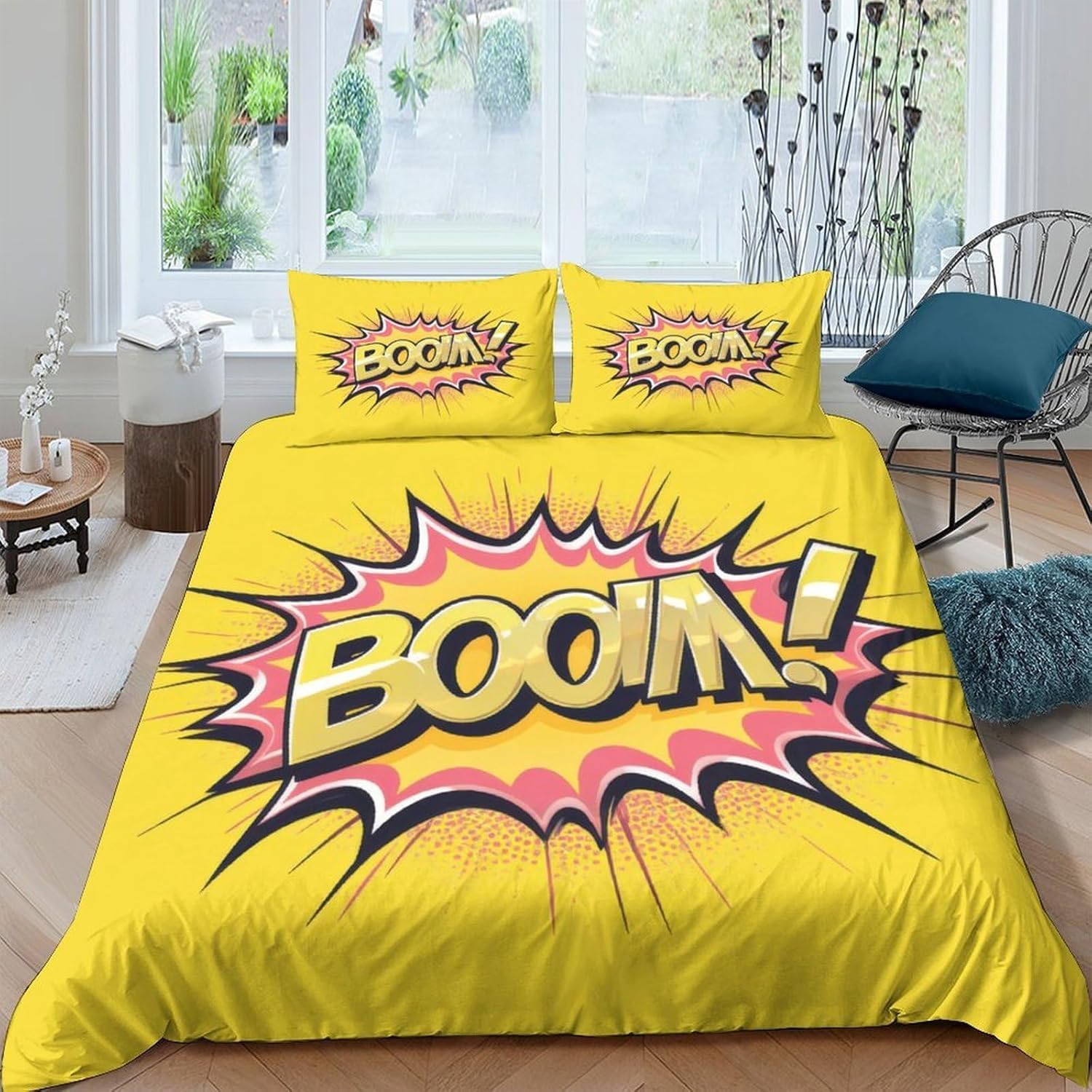 Funda Nordica Cama 135/150 ¡Bum! Ropa de Cama 3D Arte Pop 3 Piezas Suave Transpirable Microfibra Funda Nórdica 240x220 cm y 2 Fundas de Almohada 50x75 cm C.2589