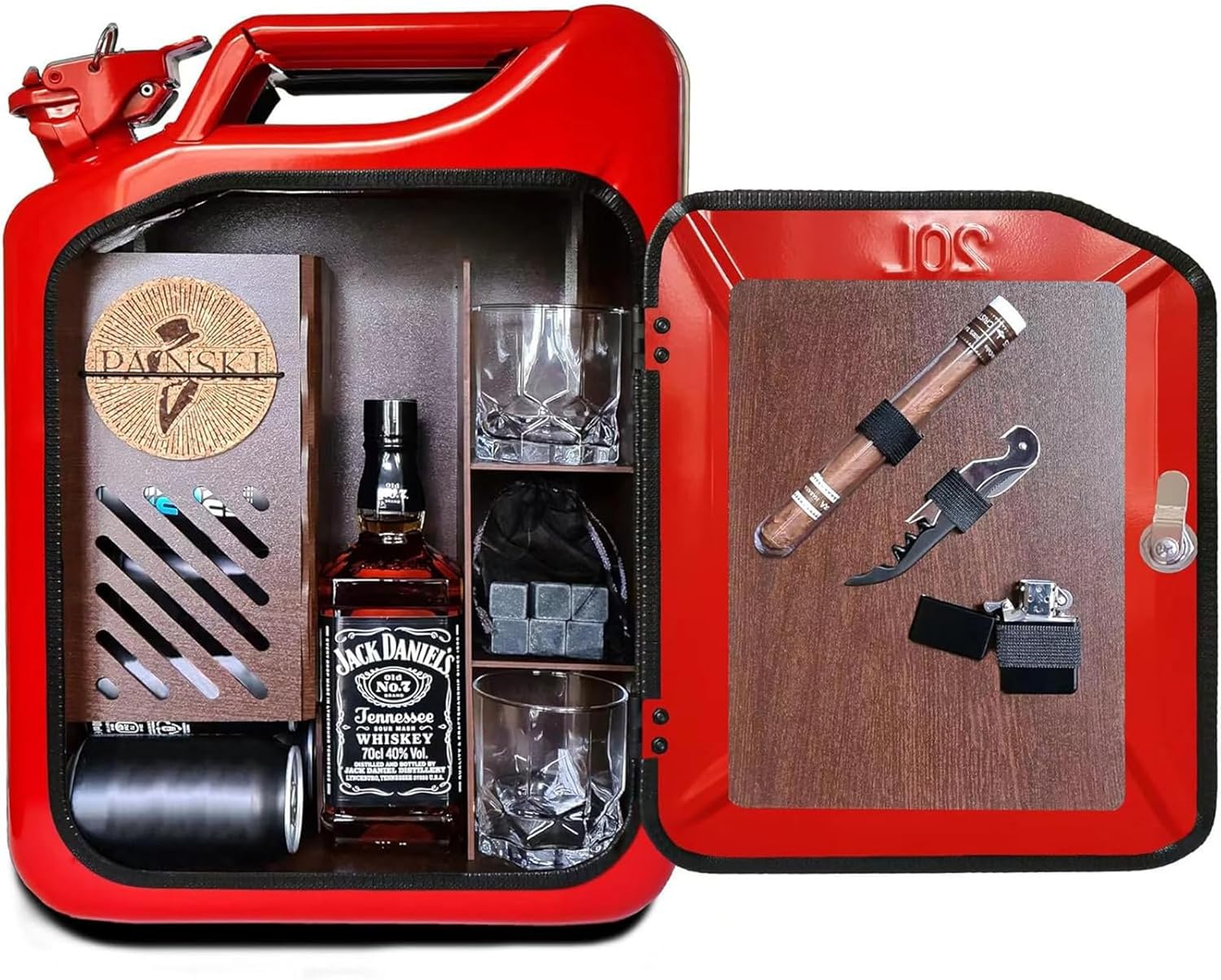 Creative Oil Barrel Shape Wine Storage Box, Mobile Whiskey Bar Cabinet, Portable Mini Can Storage Box, Bar Set, for Wine Lovers, for Wine Lovers, Men's Wine Collectors (Red)