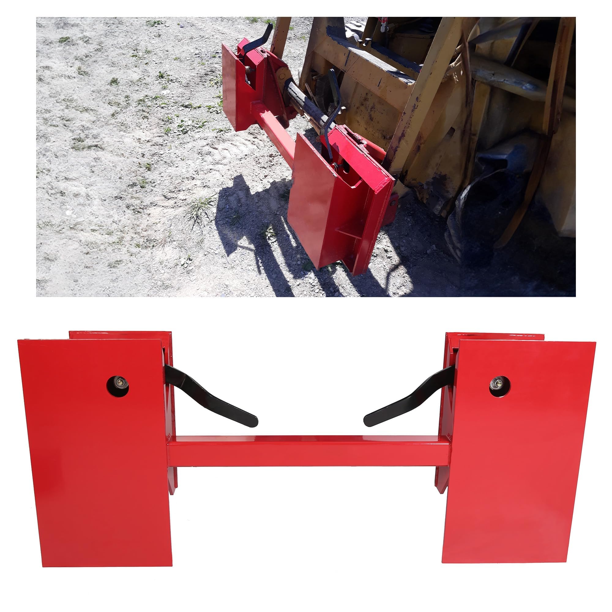 Photo 1 of ECOTRIC Skid Steer Quick Tach Conversion Adapter Plate Skid Steer Attachment Compatible with Bobtach Kubota Latch Boxes Universal Blank QTA Capacity 4000LBS Red