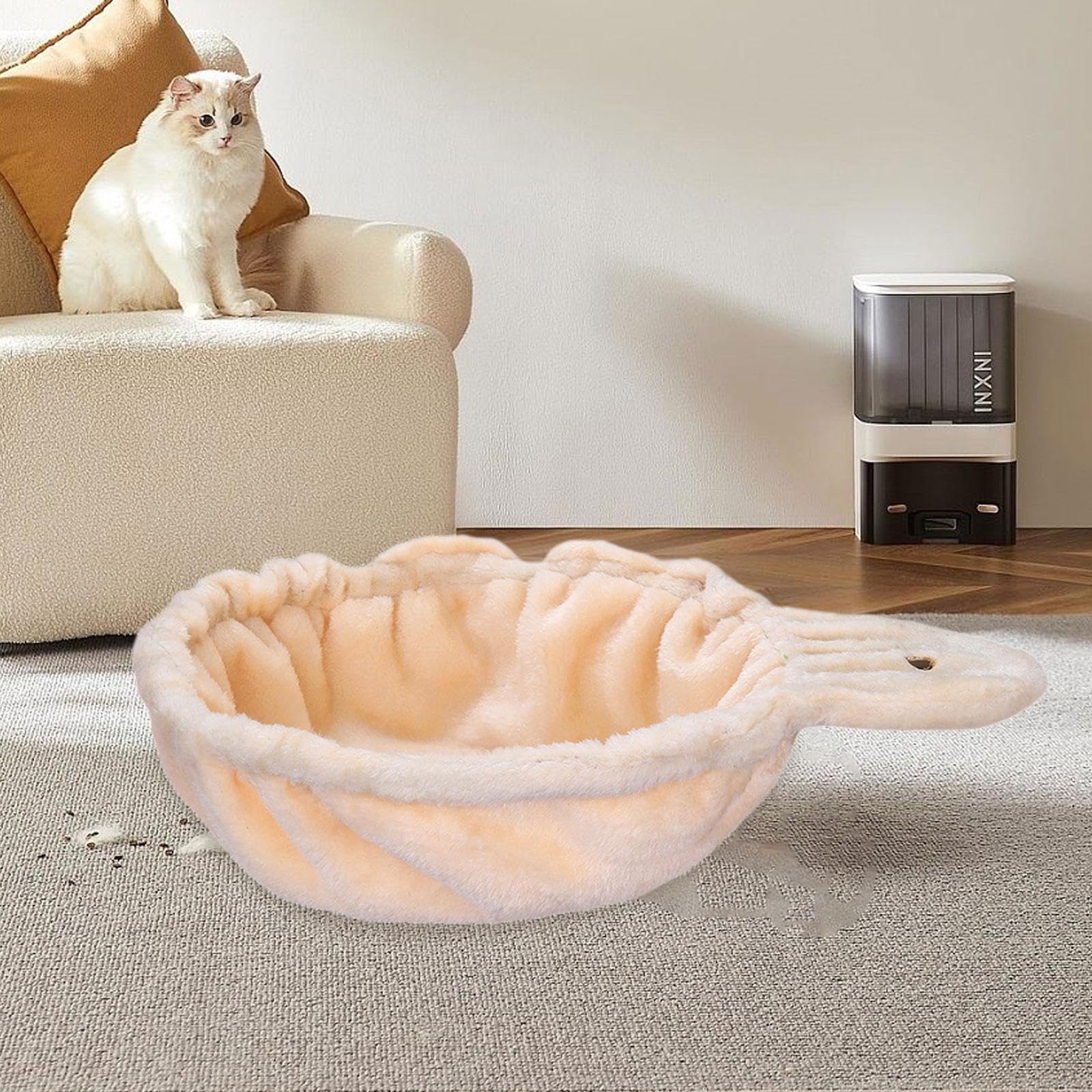 LOVIVER Hamac Suspendu pour Arbre à Chat, Panier en Tissu Doux, Corbeille Suspendue Confortable, Accessoire Intérieur pour Chaton/Adulte, Beige