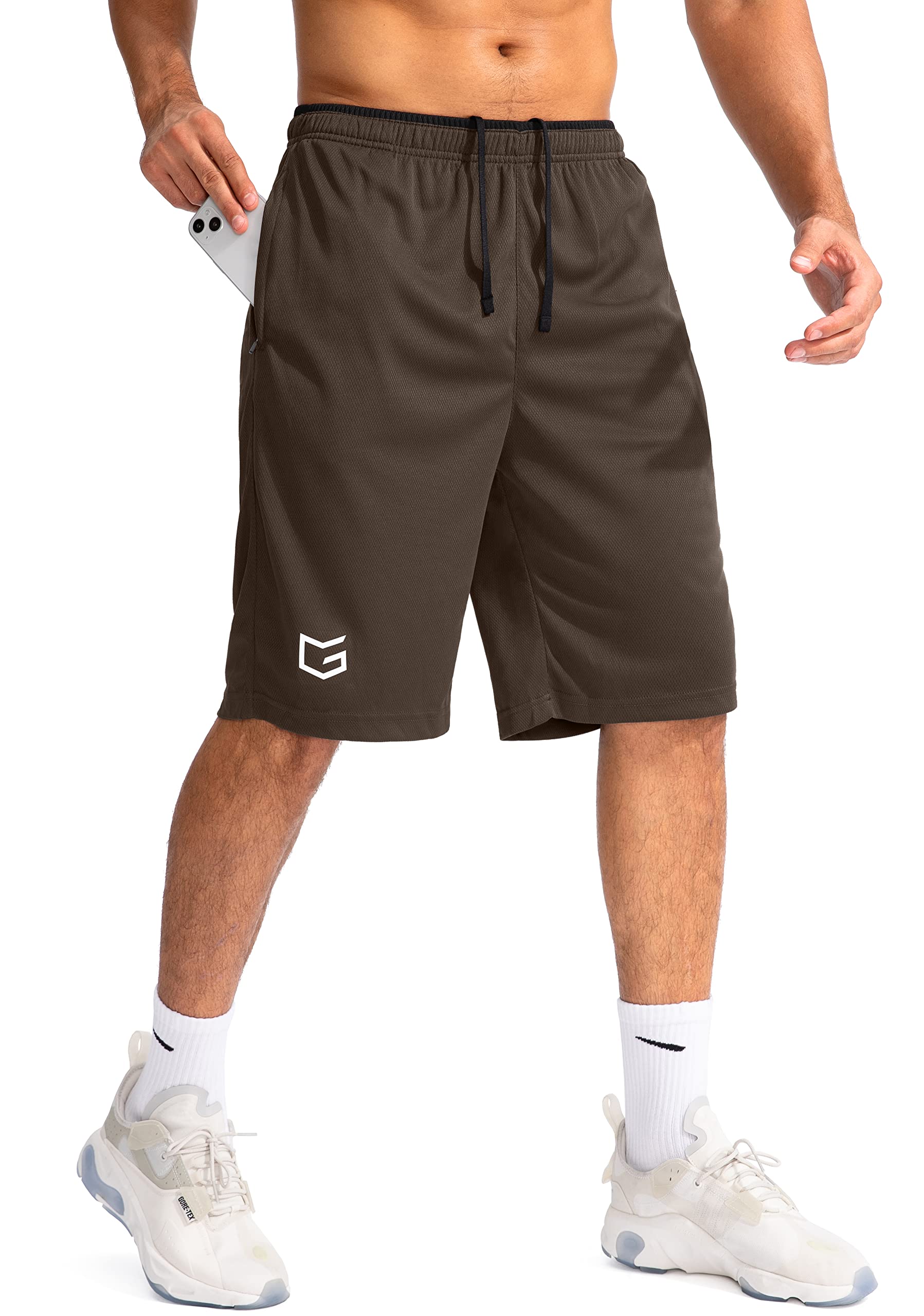 G Gradual Mens Basketball Shorts with Zipper Pockets Lightweight Quick Dry 11 Long Shorts for Men Athletic Gym