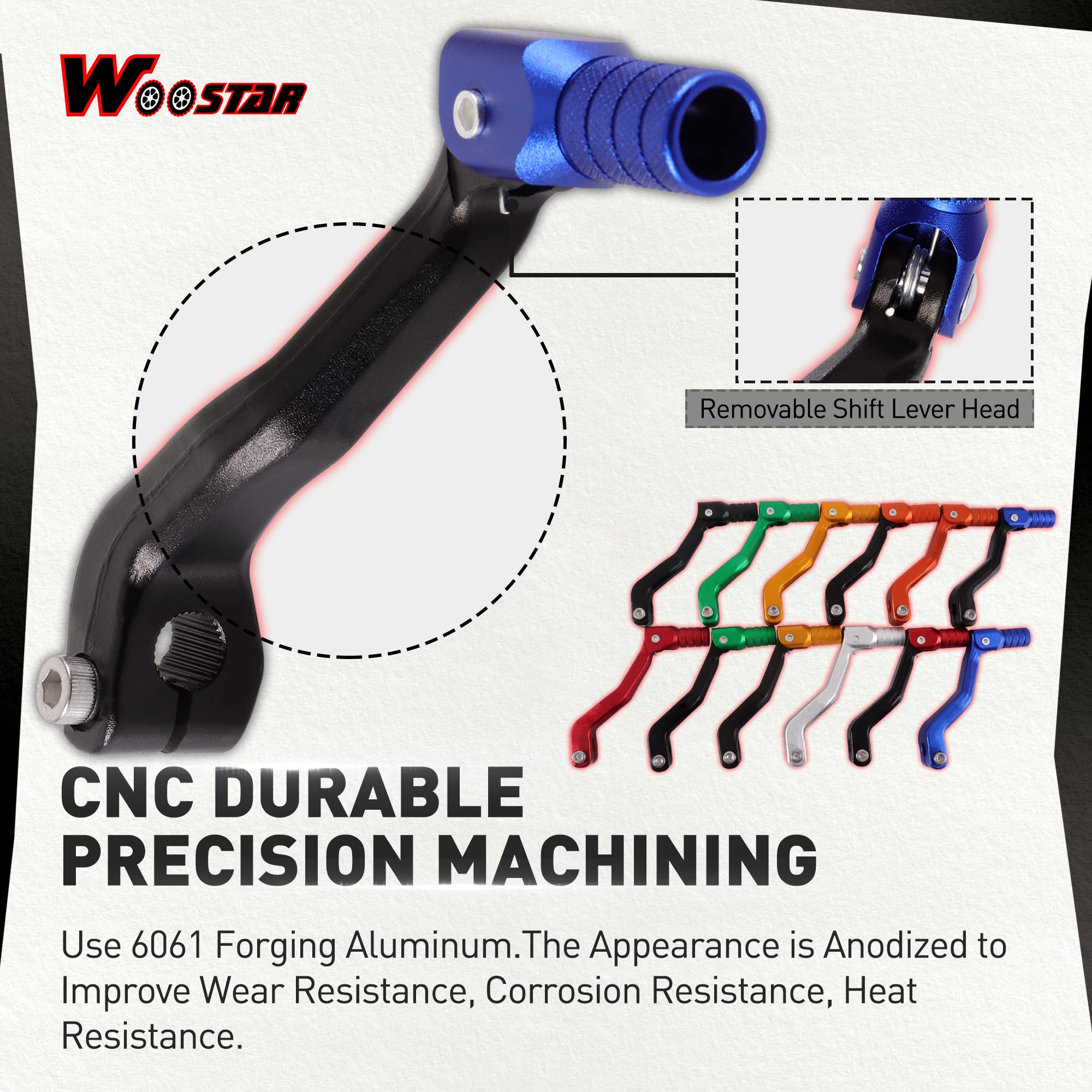 WOOSTAR 2" Leva del Cambio Pieghevole Sostituzione per CB250 Motocross 50cc 70cc 110cc 125cc Pit Bike Blu Nero