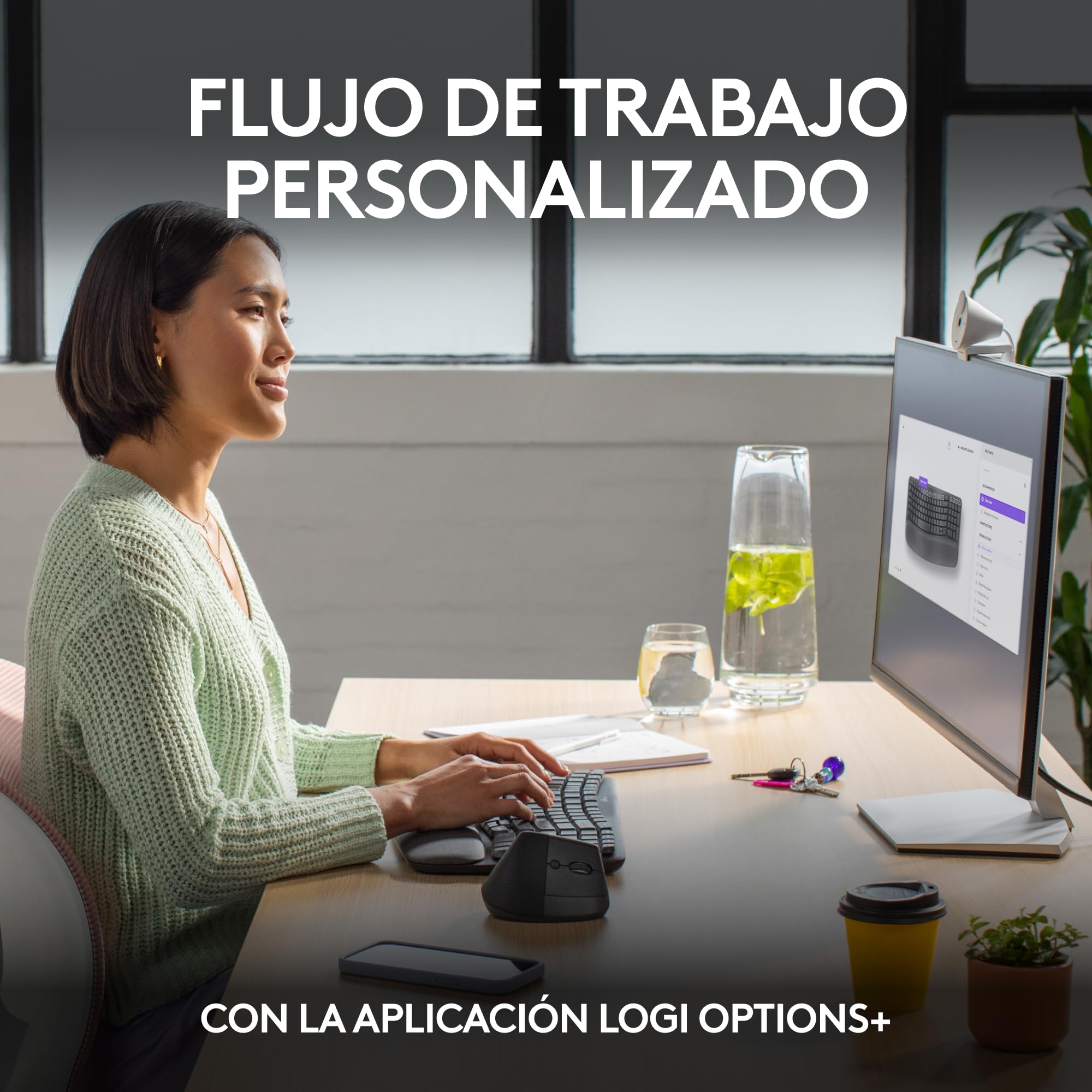 Logitech Wave Keys, teclado ergonómico inalámbrico con reposamuñecas acolchado, escritura cómoda, natural, Easy-Switch, Bluetooth, Logi Bolt, multisistema operativo, Windows/Mac,QWERTY Español-Grafito