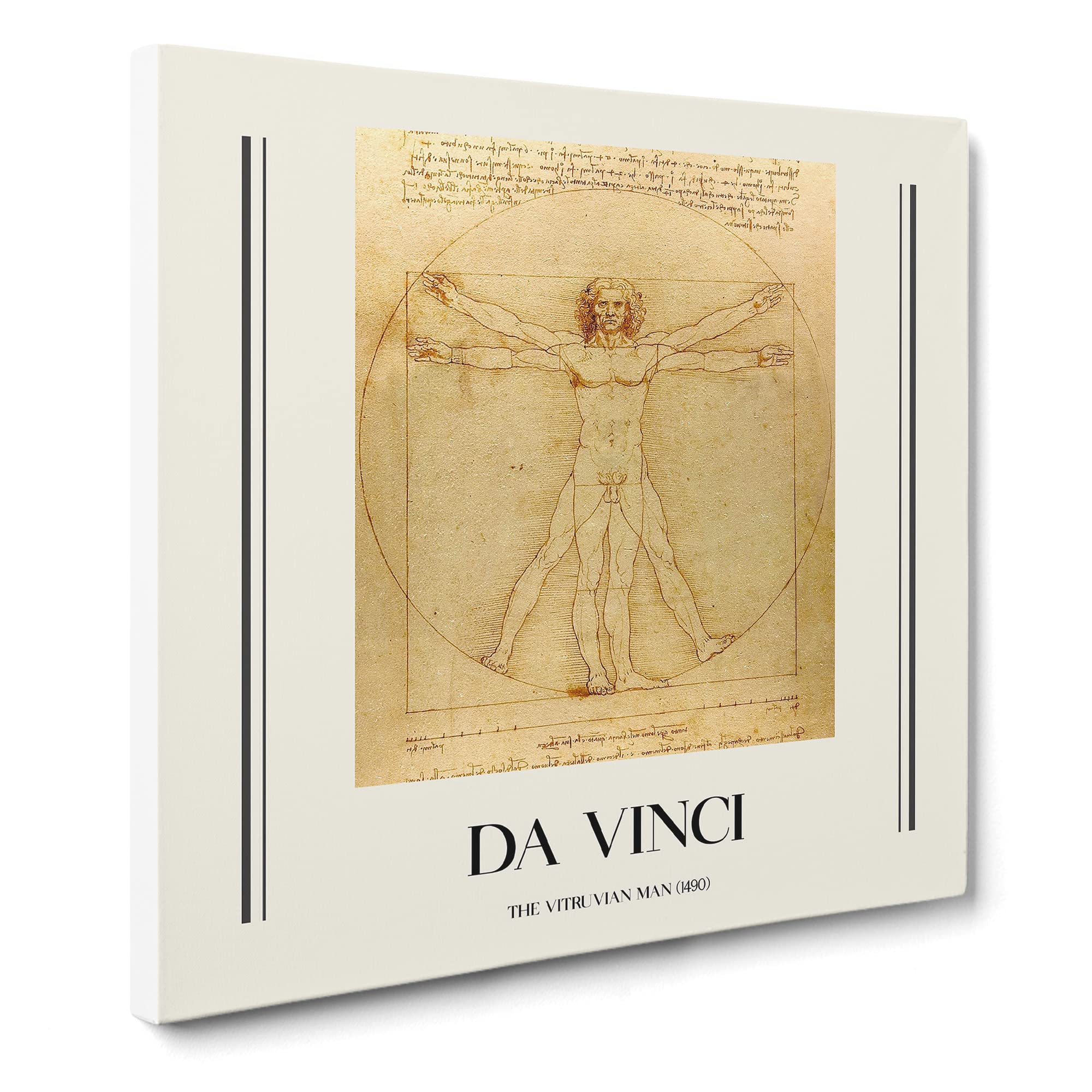 Vitruvian Man Vol.1 By Leonardo Da Vinci Canvas Print, Mixed, 35L x 35W cm