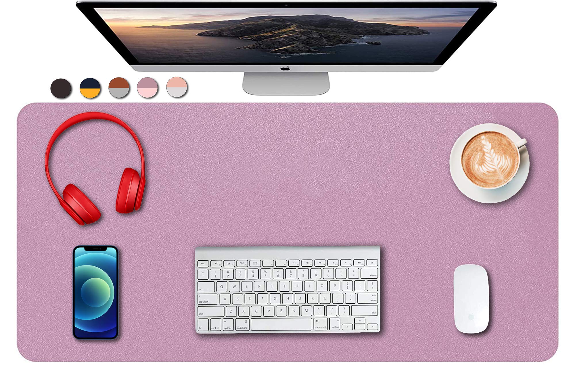 SUJAYU Dual Sided PU Leather Desk Pad, Mouse Pad, Office Desk Mat, Non-Slip Laptop Desk Pad, Waterproof Desk Writing Pad for Office and Home (31.5" x