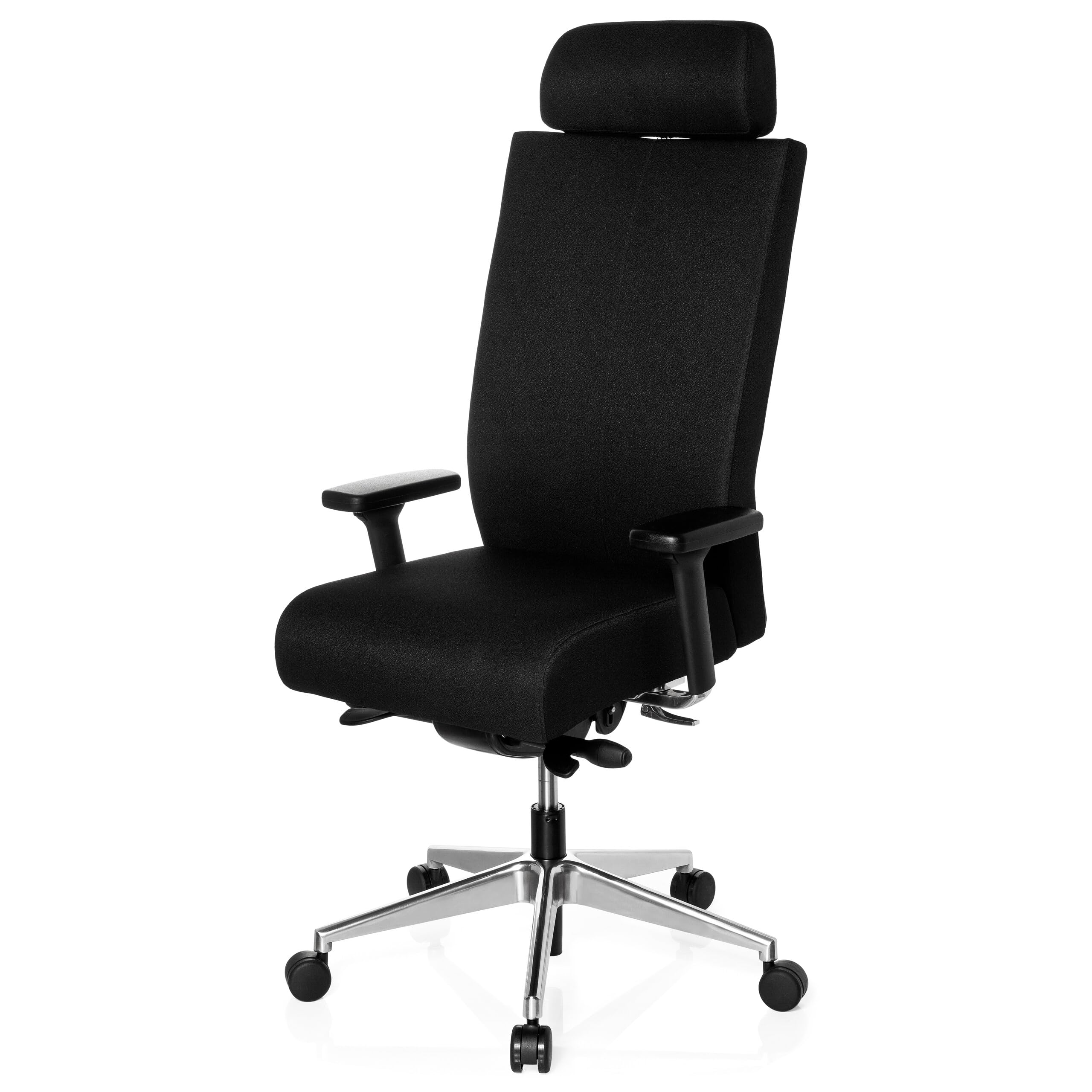 hjh OFFICE 608610 Profi Bürostuhl PRO-TEC XXL Stoff Schwarz Chefsessel ergonomisch, bis 150kg belastbar, hohe Rückenlehne
