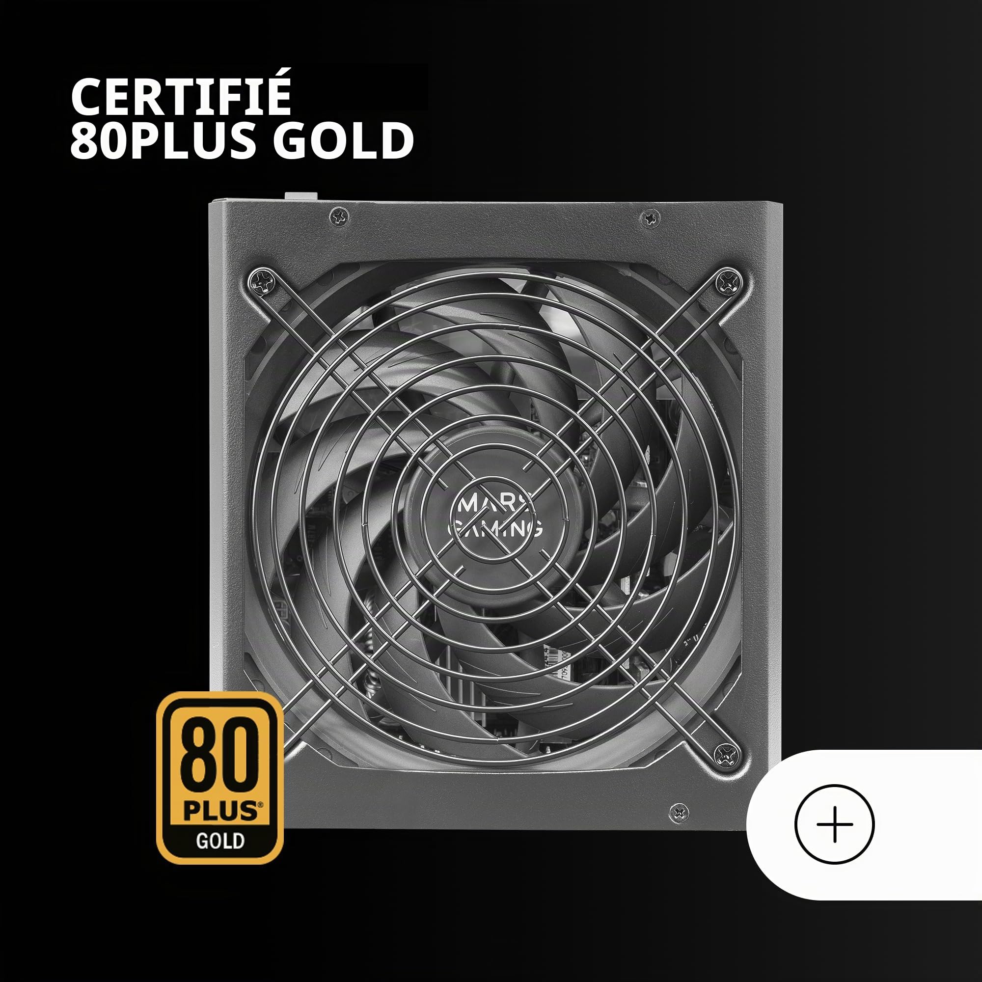 Mars Gaming MPB1000P, Alimentation Modulaire ATX 3.1 1000W, Garantie de 10 Ans, 80Plus Gold, Ventilateur 140mm AI-RPM, Condensateurs Japonais, Support PCIe 5.1 et APFC, Technologie DC-DC et SMD, Noir