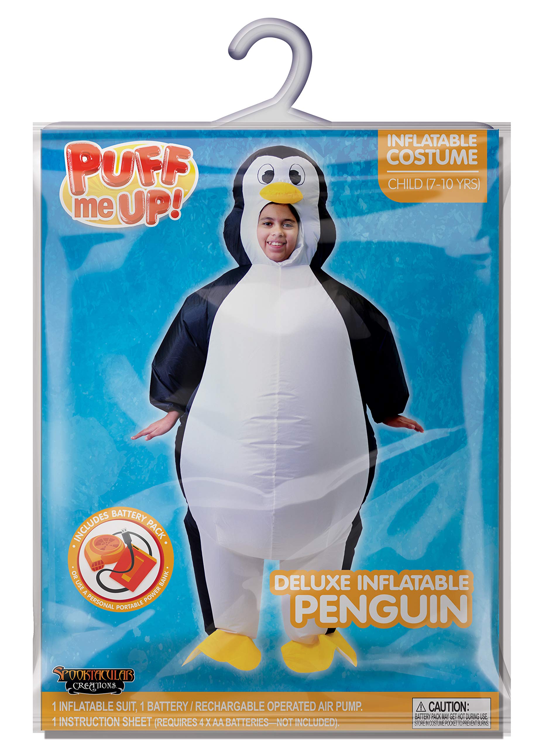 Disfraz inflable de pingüino para niños, disfraz de pingüino inflable de lujo para Halloween, fiestas temáticas de cosplay, niños (7 a 10 años) 7