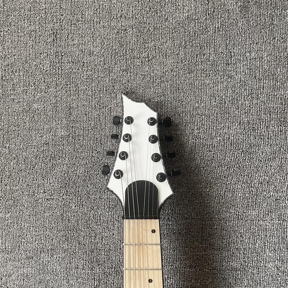 Guitarra eléctrica blanca personalizada de 8 cuerdas con mástil arce: perfecta for guitarristas profesionales y entusiastas que buscan un sonido alto