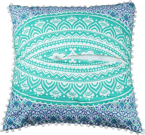 Miniatura 5 de Funda de cojín de piso de algodón. 26 pulgadas, con encaje de borlas decorativo y diseño de mandala. Patrón 1,Patrón 2,Patrón 20,Patrón 8,Patrón