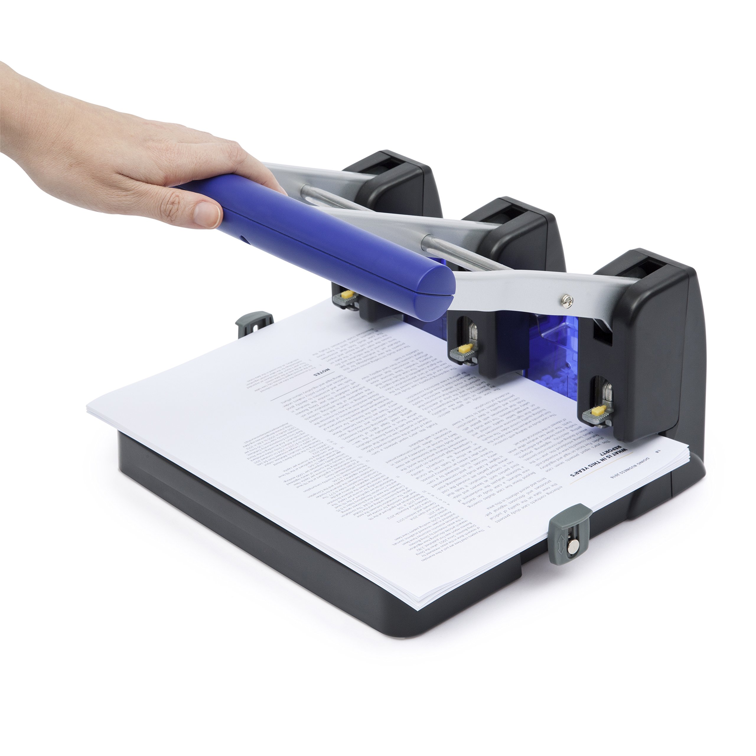 Rapesco 1272 Perforatore a 3 Fori P3100, Capacità 100 Fogli, Nero e Viola | per Alti Spessori