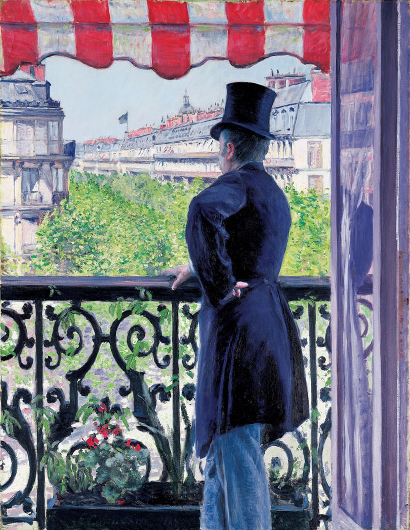 ARTXLXXBN Famous Print Painting Colorful Art Print Man on a balcony Boulevard Haussmann by Gustave Caillebotte Canvas Art Decorations for Home Decor 60x90cm