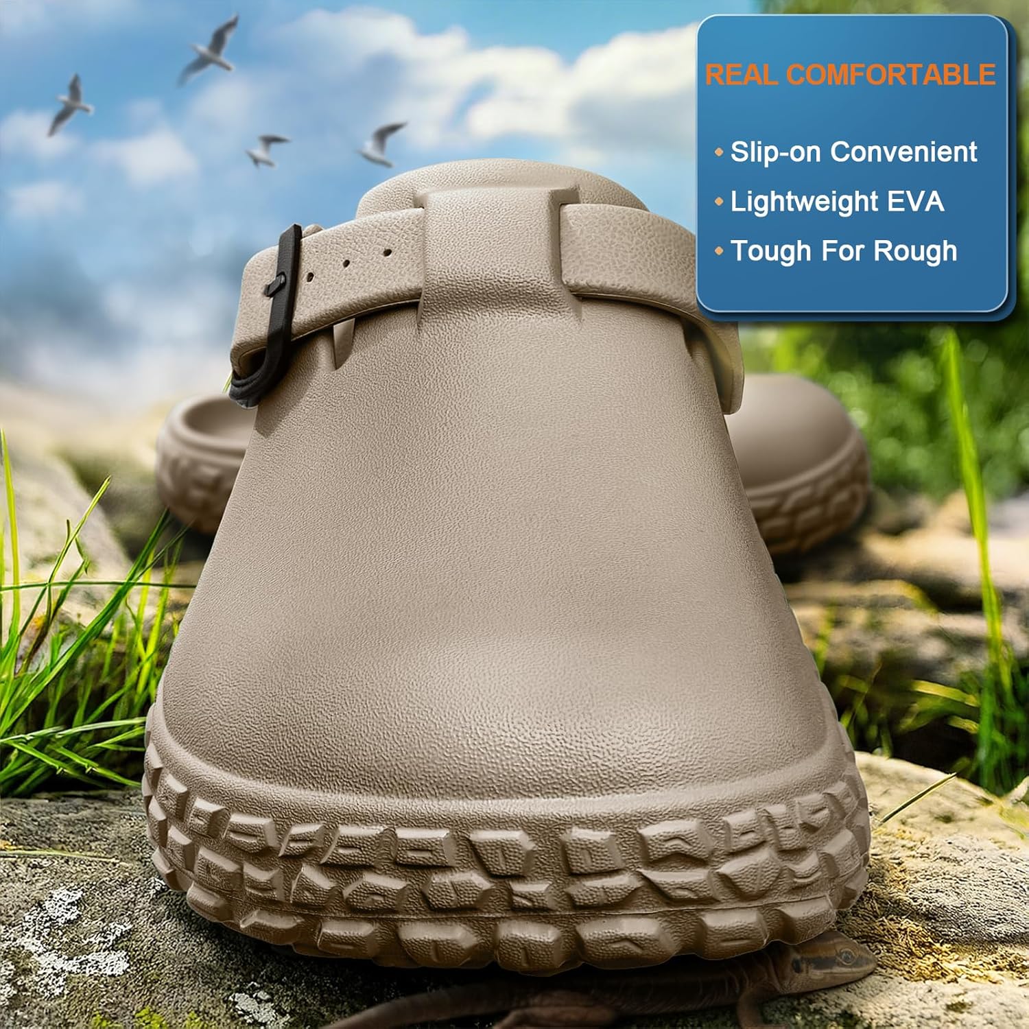 BULLIANT Women Clogs,Comfortable Mules Sandals Unisex Cushioned Support EVA Lightweight Slip-Resist Adjustable Fit - Image 3