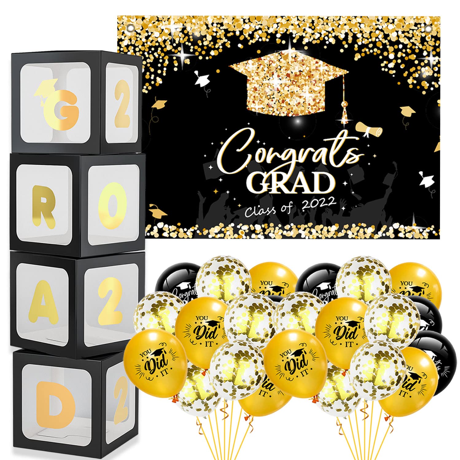 Buy Graduation Party Decorations 2023 Graduation Party Supplies Pack Includes 4 Black and Gold