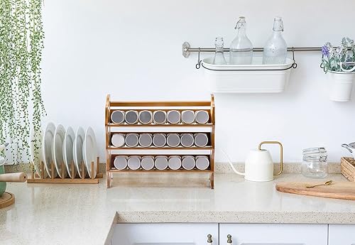 Miniatura 5 de Sushineibor Spice Rack Organizer for Cabinet,3 Tier spices and seasonings Organizer,Natural Bamboo Spice Racks, Stable Spices and Seasonings