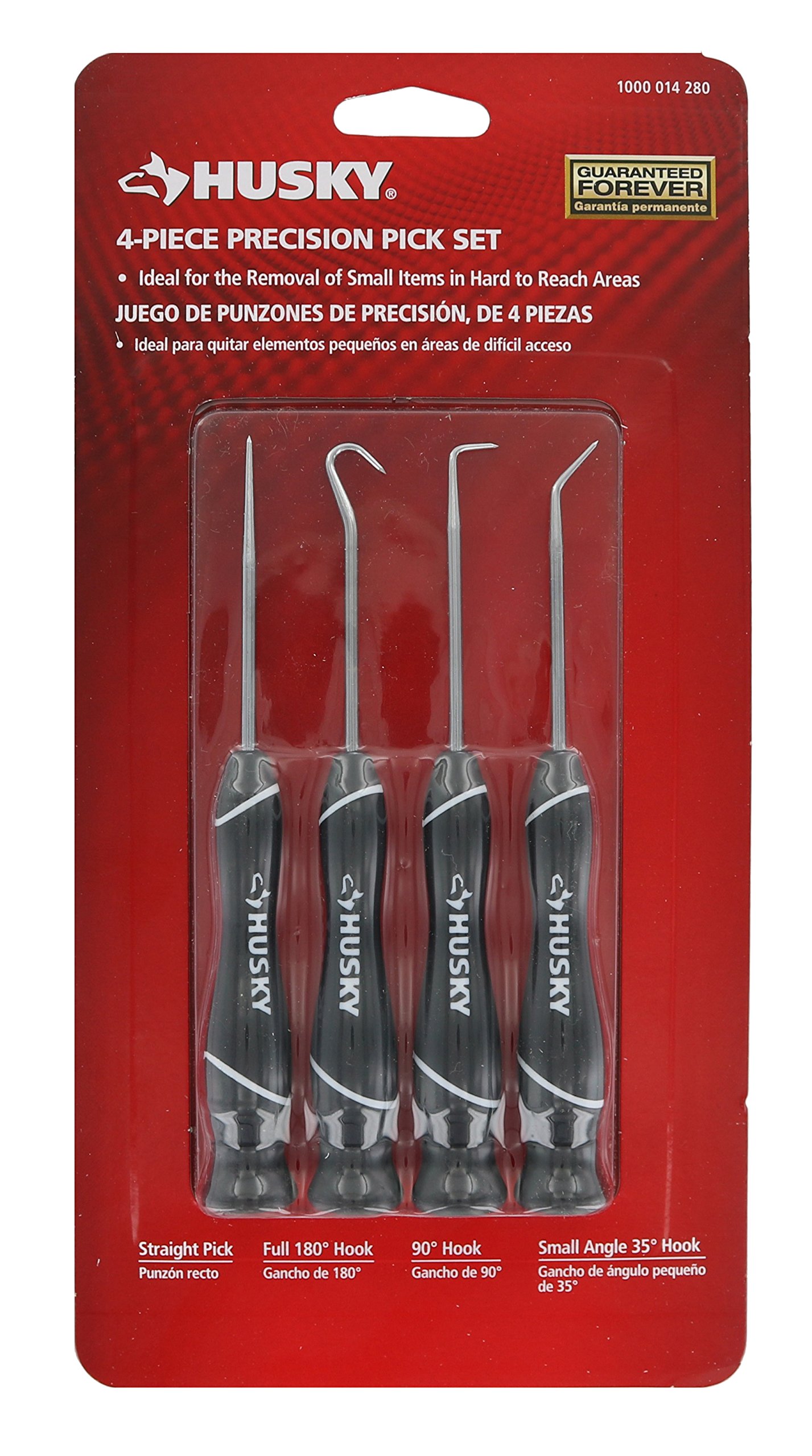 Husky 60004H 4 Piece Handheld Precision Straight and Hooked Picking Set