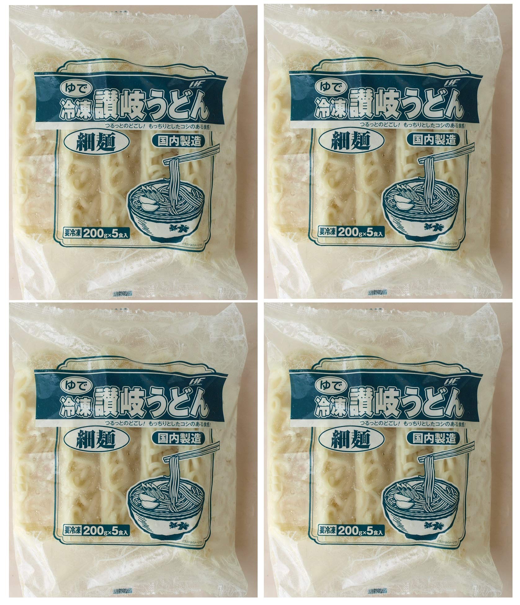 Amazon.co.jp: Y771141-4P 秦食品 ゆで 細麺 冷凍讃岐うどん 200g×5食