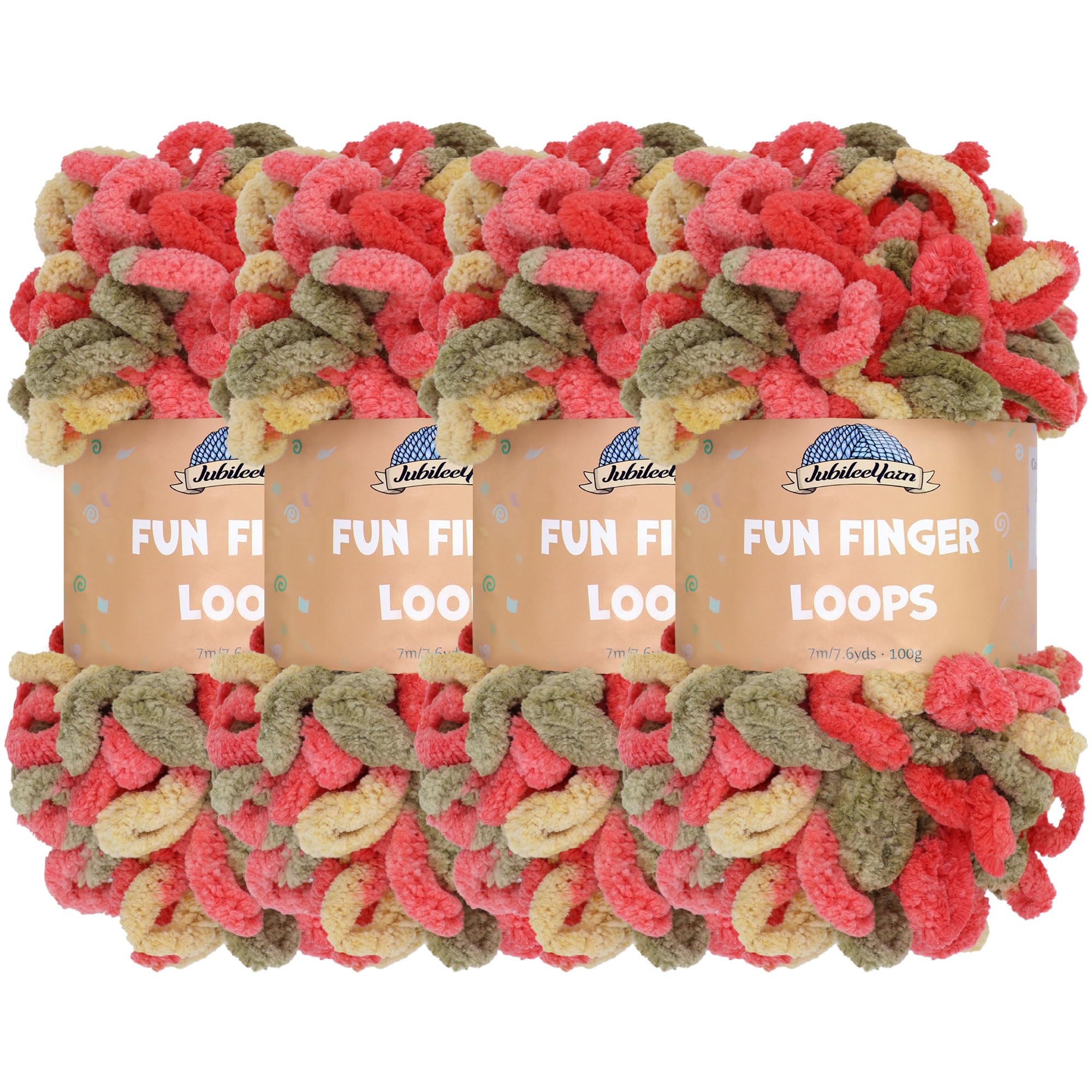 JubileeYarn Fun Finger Loops Yarn - Polyester Jumbo Weight Loop Yarn - 100g/Skein - Janus - 4 Skeins — image 1