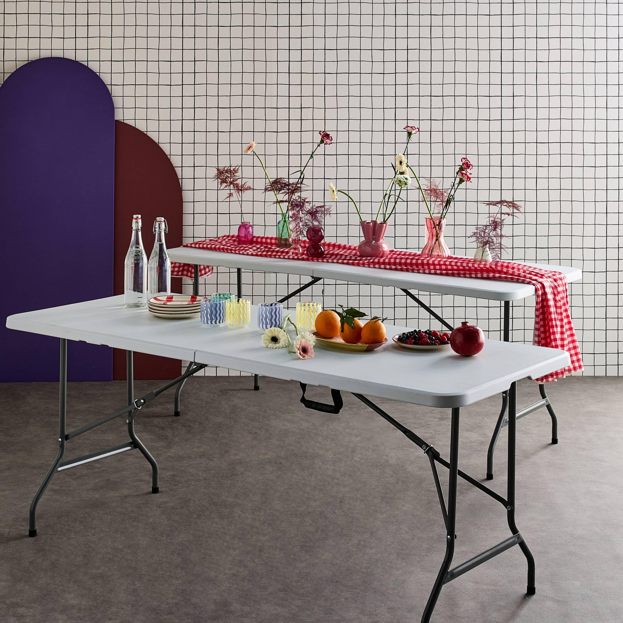 Alice's Garden - Lot de 2 Tables Table de réception. 180cm. Pliables. avec poignée de Transport
