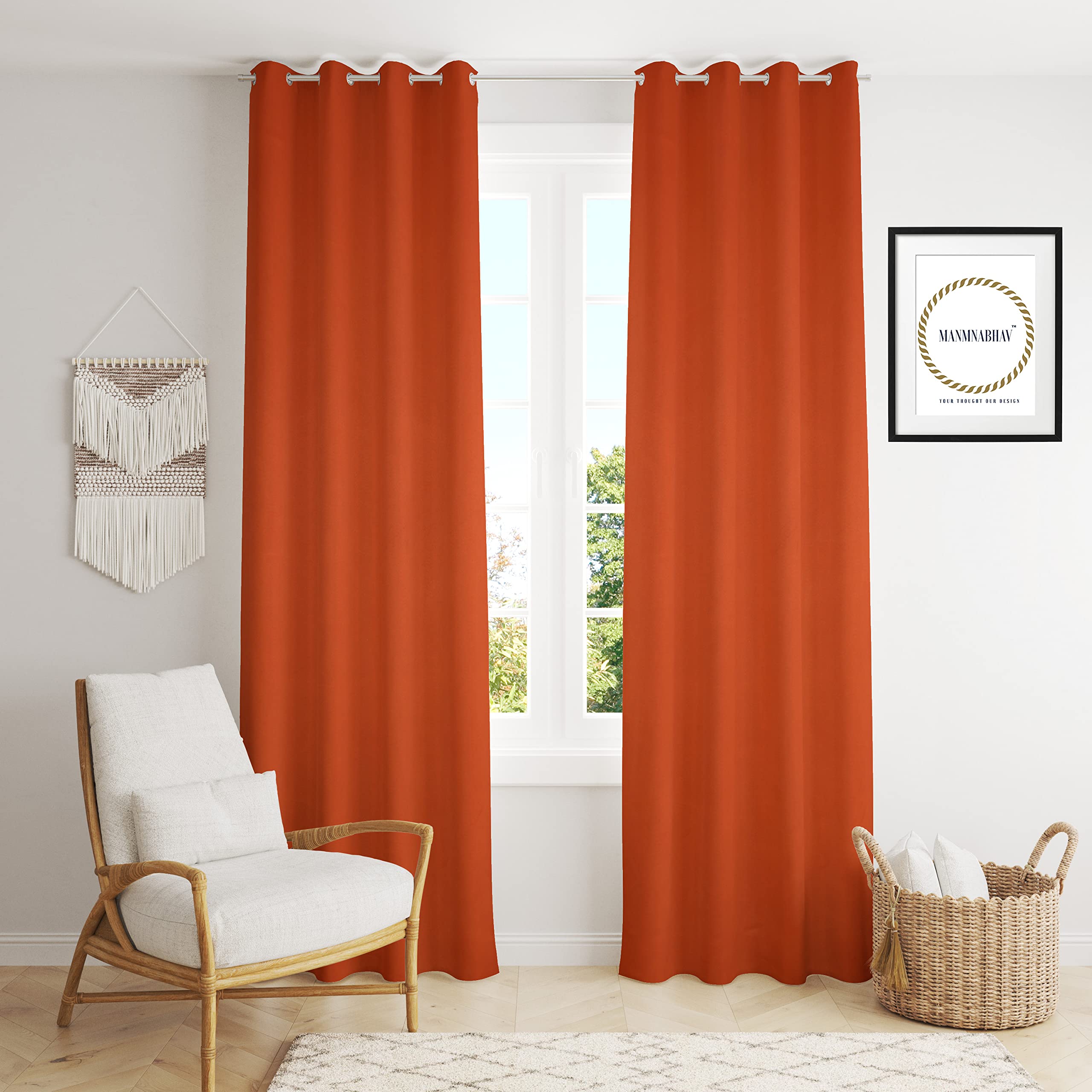MANMNABHAV Faux Silk Polyester Fabric Heavy Plain Blackout Door Curtains, 7 Feet, Rust,Pack of 2 (B08SK2BG5Z) Amazon Price History, Amazon Price Tracker