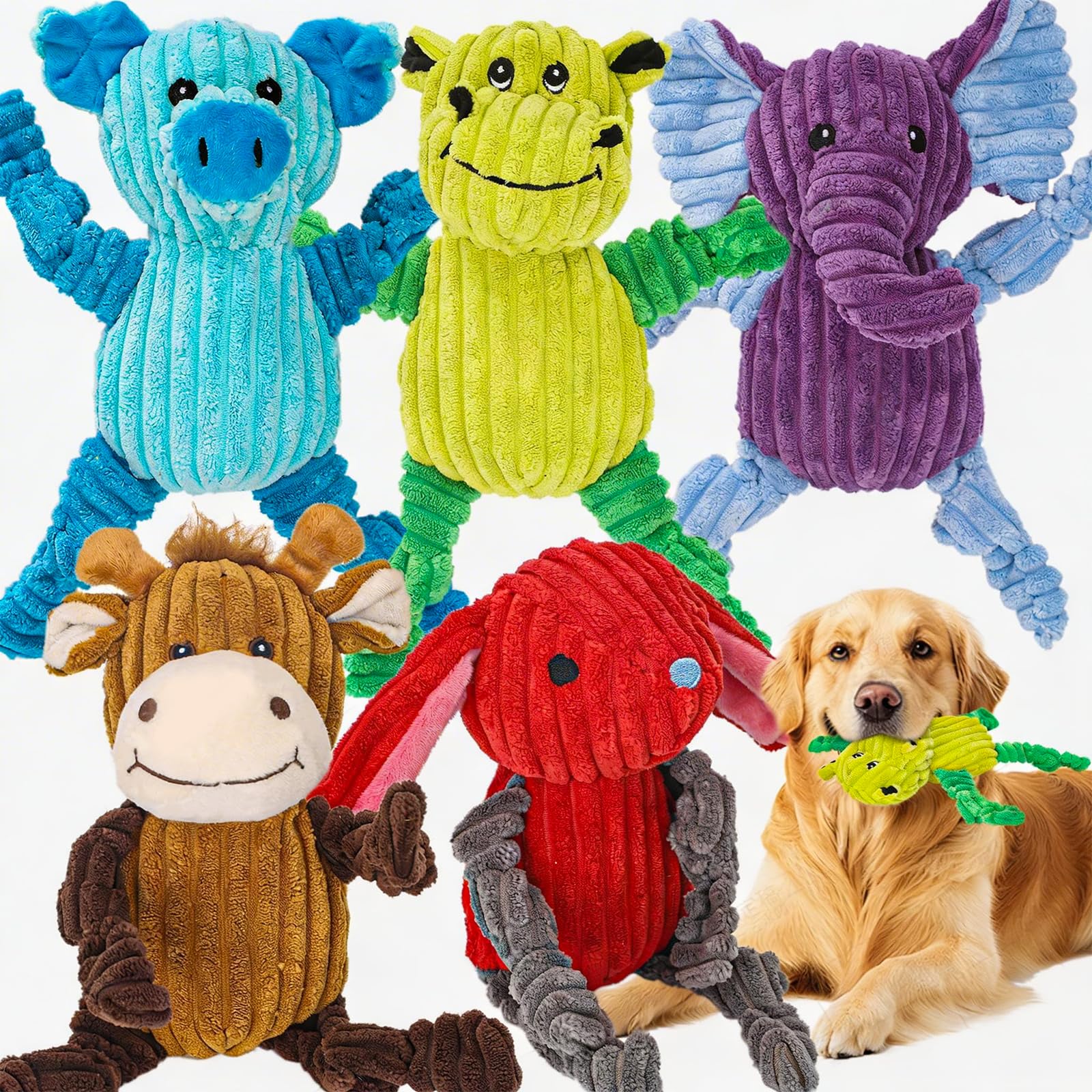 Paquete de 5 juguetes chirriantes para perros grandes