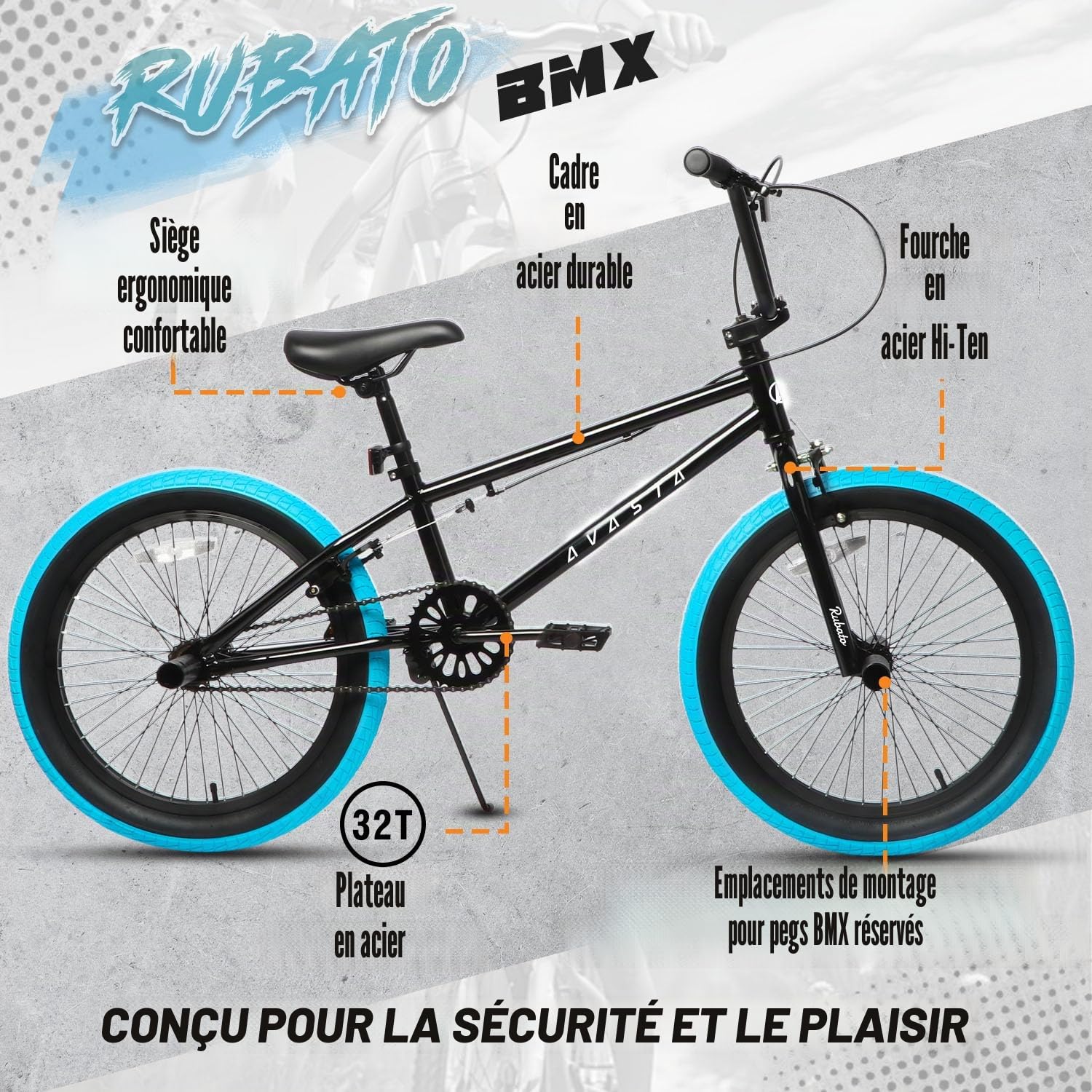 AVASTA Trottinette Freestyle 18-20 Pouces pour Enfants et Adolescents débutants âgés de 5 à 14 Ans, Disponible dans Une Large Gamme de Couleurs.