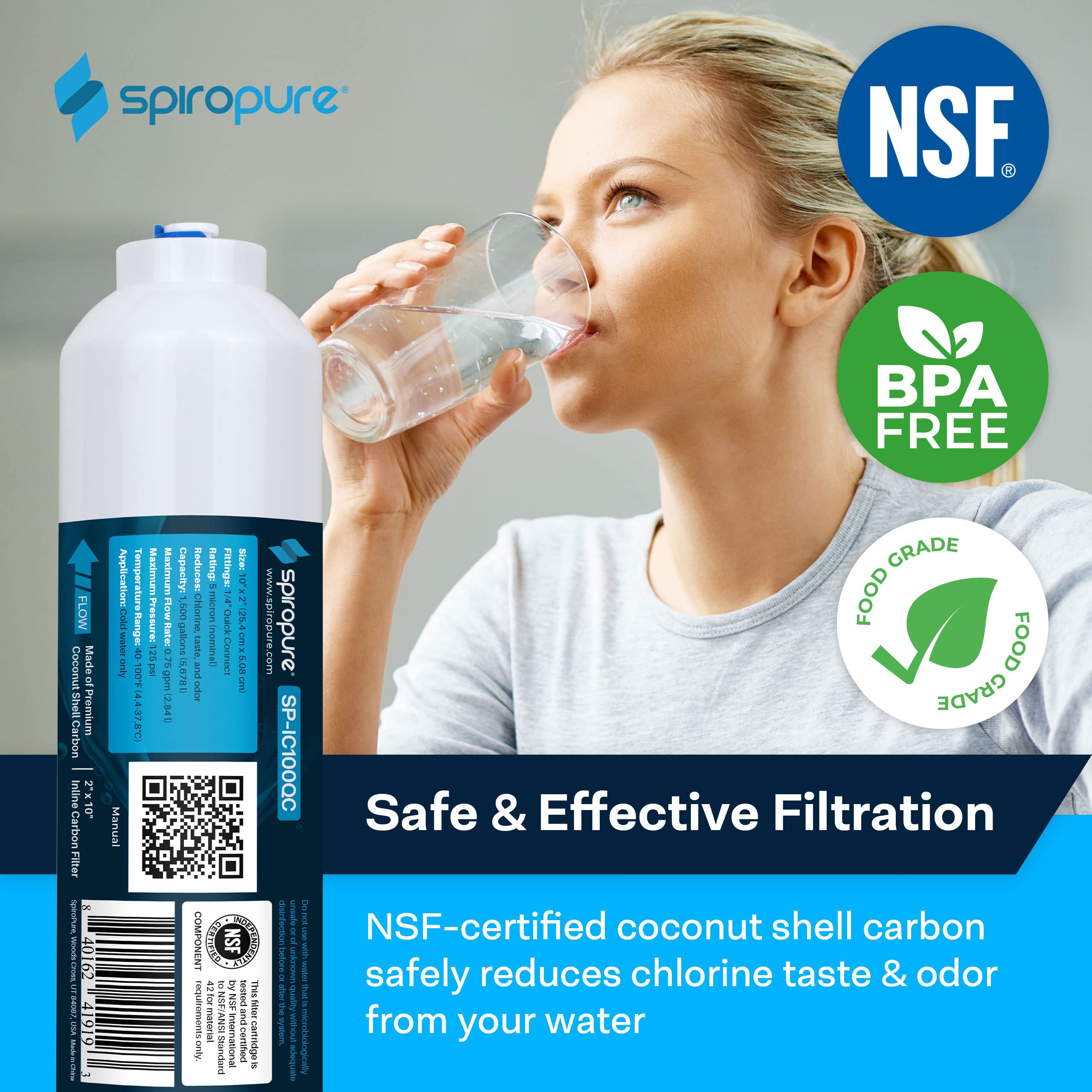 Amazon.com: SpiroPure Inline Water Filter NSF Carbon w/ 1/4