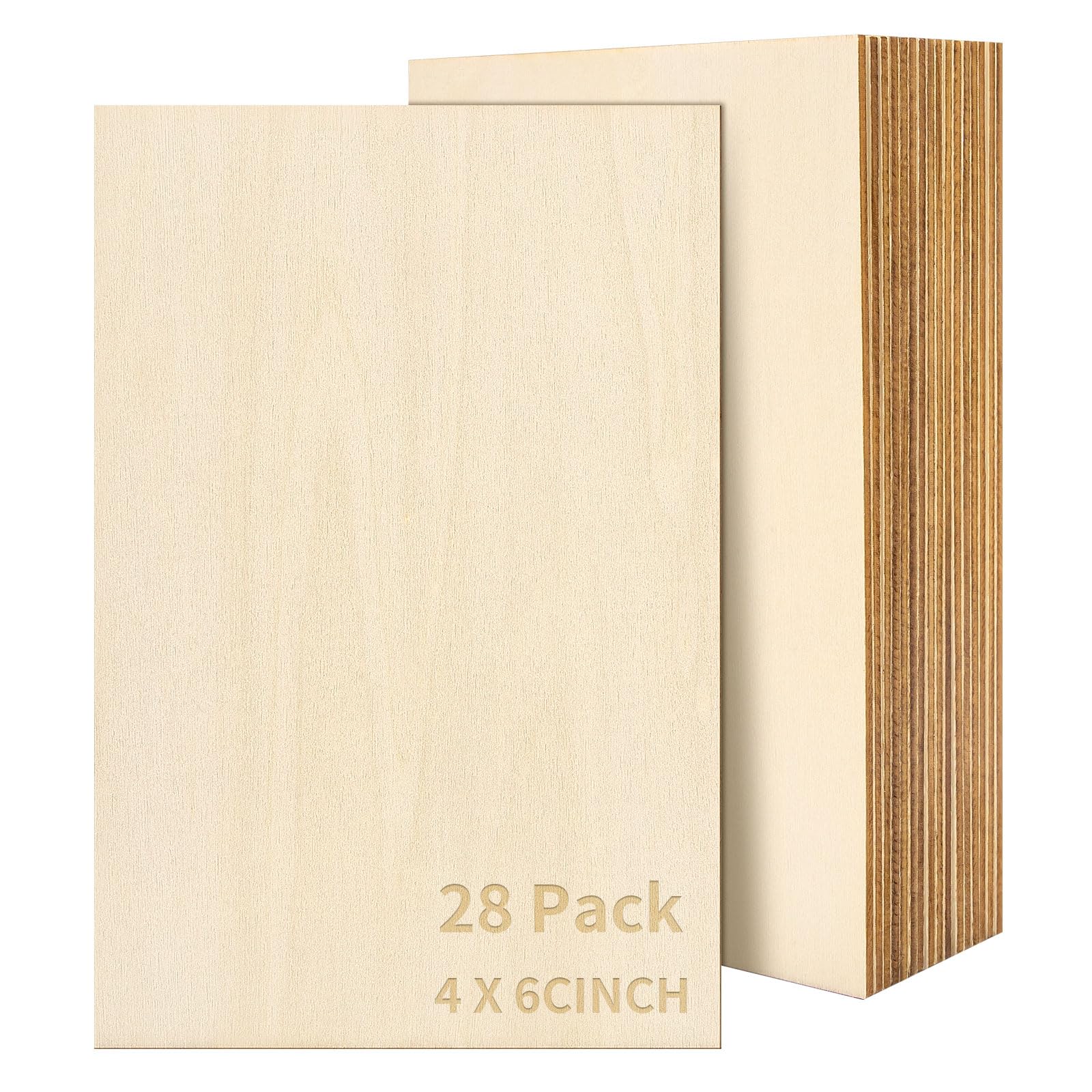 28 láminas de madera de tilo de 4 x 6 x 1 16 pulgadas, láminas finas de madera de balsa, piezas de madera artesanales sin terminar para tablones de manualidades, modelos arquitectónicos, corte y grabado láser.