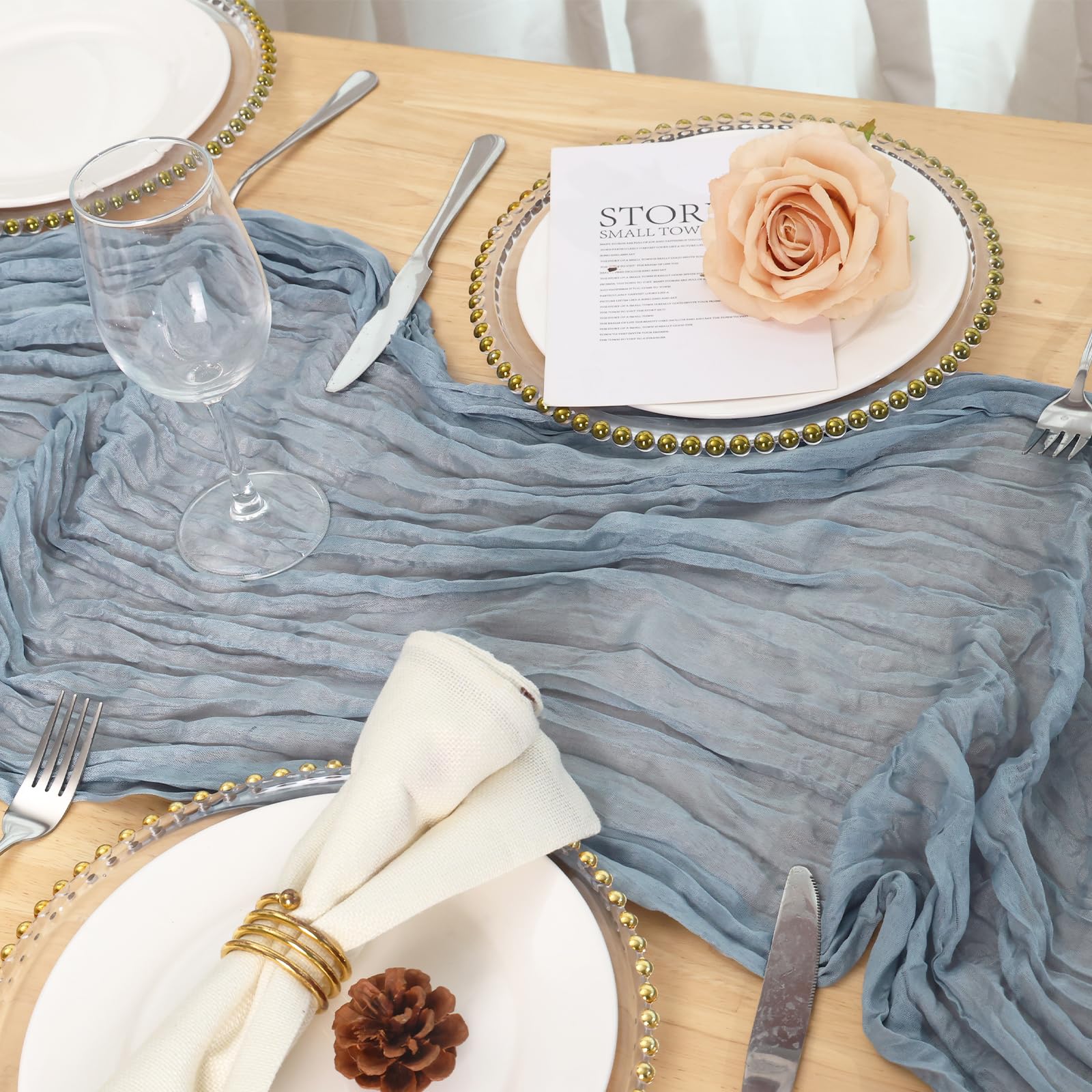 Fixwal Confezione da 10 runner da tavola in garza bohémien, 89 x 305 cm, decorazione da tavola semi-trasparente per feste, docce, compleanni, matrimoni