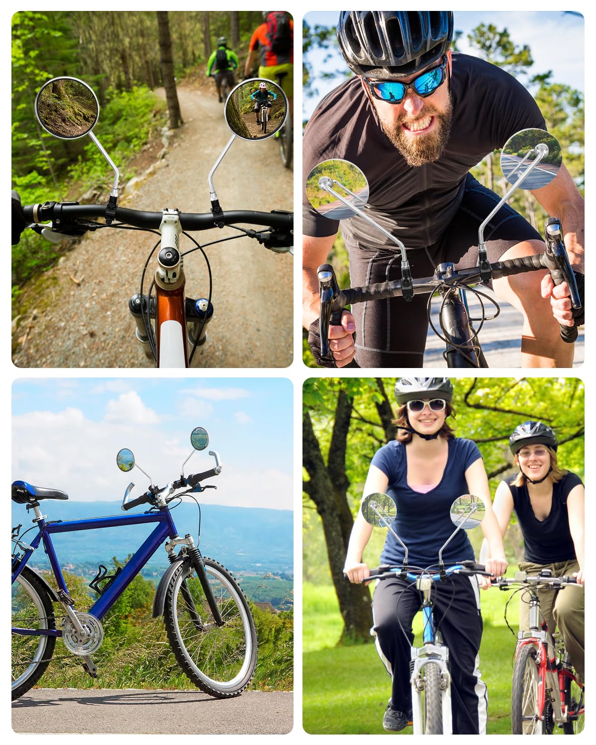 Fahrradlenker Rückspiegel, universell verstellbar, drehbar, klarer Spiegel für Mountainbike, Rennrad, Elektrofahrrad, Motorrad, Elektroroller, mit 8 mm installieren Basis (1 Paar konvex)