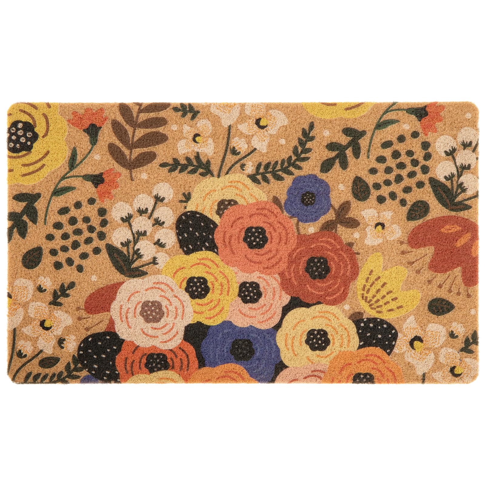 Asrug 17"x30" Hello Door Mat for Front Door,Door Mat for Indoor & Outdoor Entrance, Floral Spring Doormat with Non Slip Backing,Coir Welcome Doormat