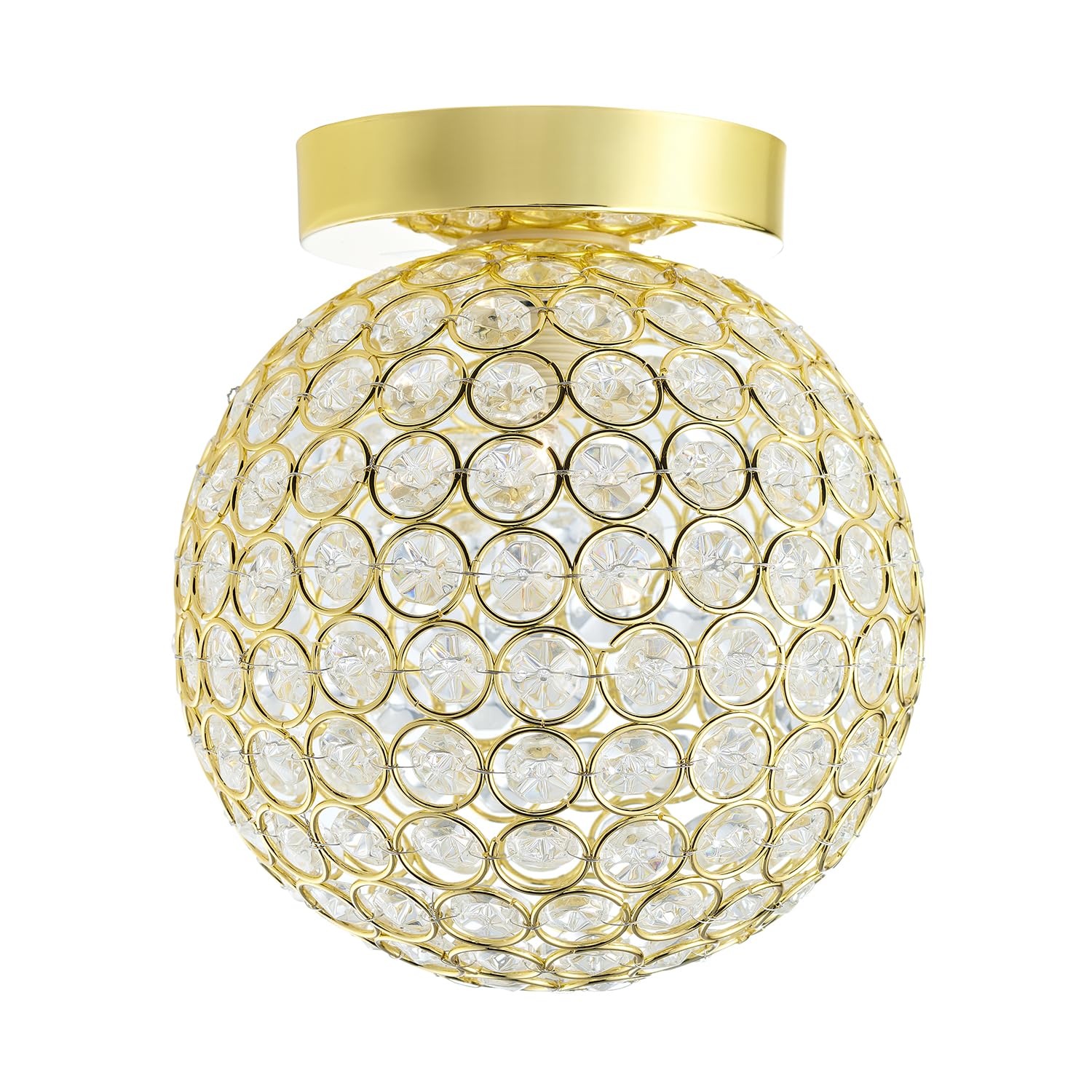 Modern Polished Gold and Beaded Glass IP44 Bathroom Ceiling Light by Happy Ho...