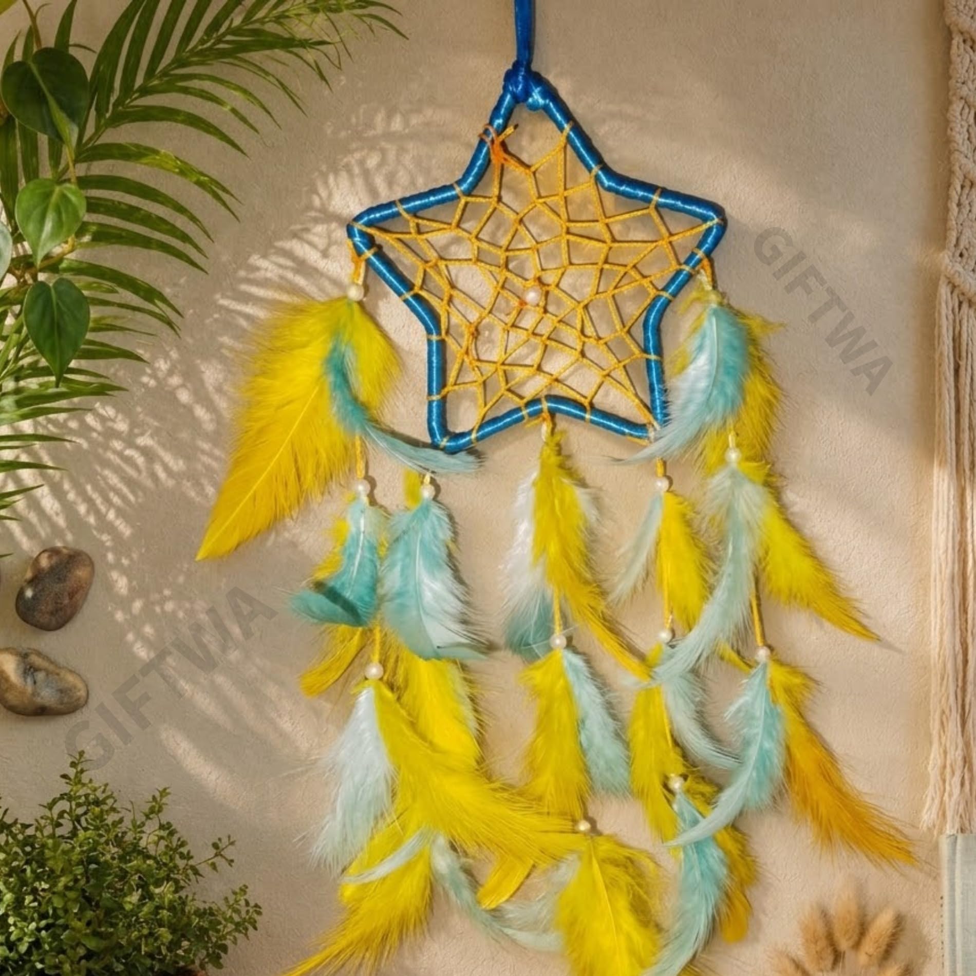 Handmade Star Dream Catcher for Car Hanging & Home Decor | Feather Wall Hanging Ornament (Multicolor)-image-39