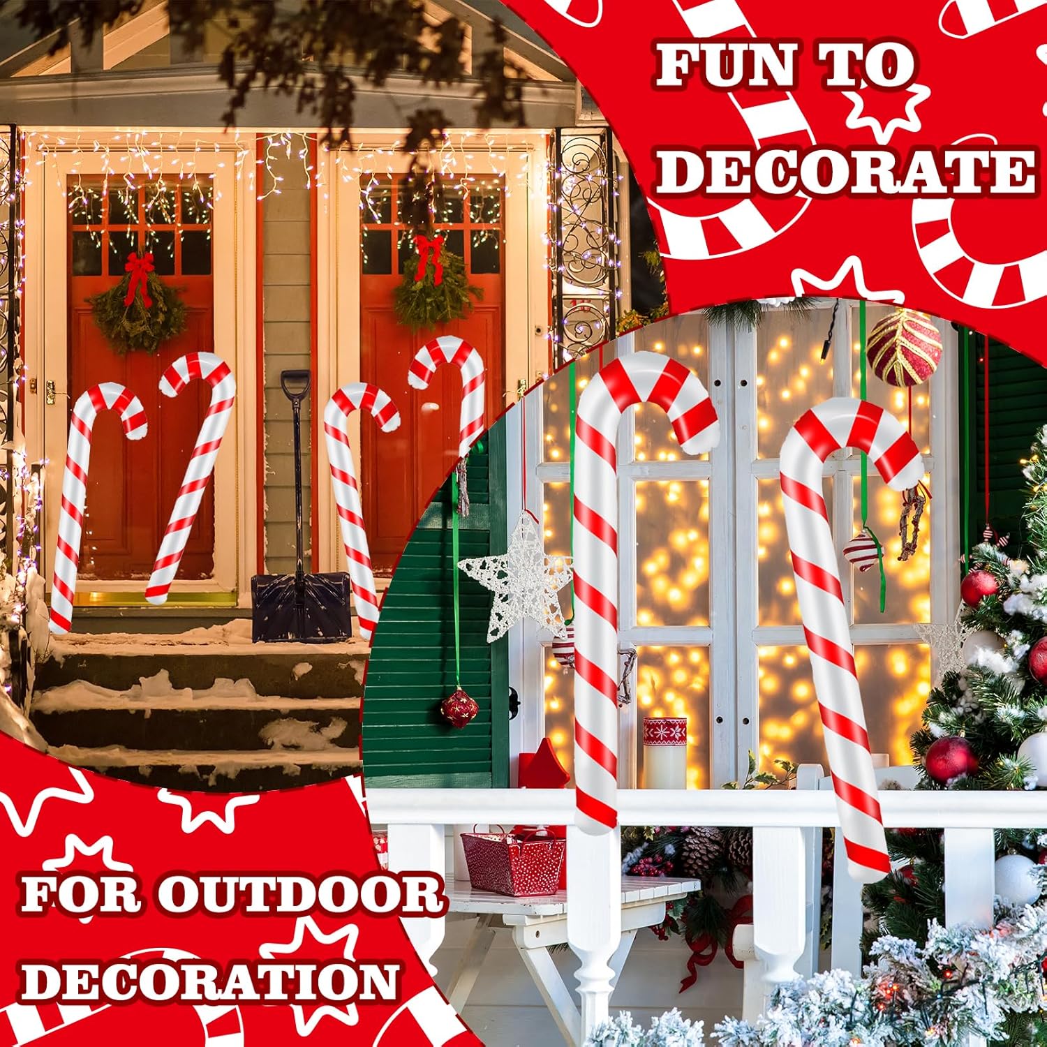 48 Inch Inflatable Christmas Candy Canes 4 Pcs Jumbo Christmas Decorations Blow Up Candy Set Inflatable Candy Canes Xmas Ornaments for Indoor Outdoor Holiday Yard Pool Decor Party Supplies - Image 7