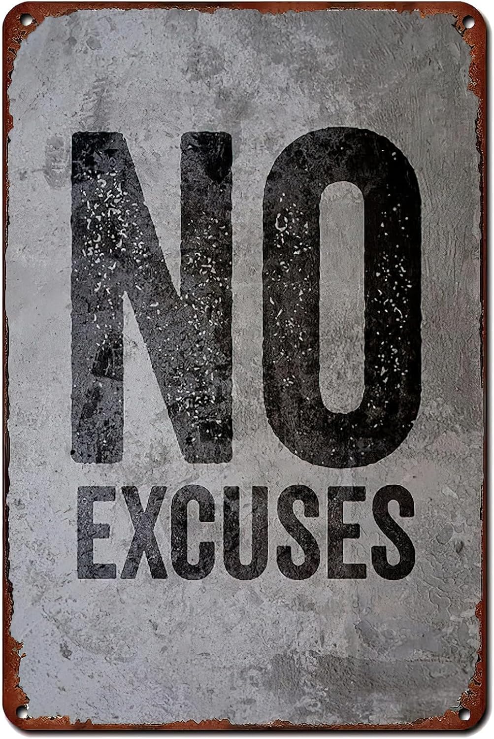 SMAZDFXX Metal Tin Sign No Excuses Retro Poster Motivational Quote Gym Signs For Cafe Bar Gym Living Room Bathroom Kitchen Home Art Wall Decoration Plaque Poster 5.5"x8"