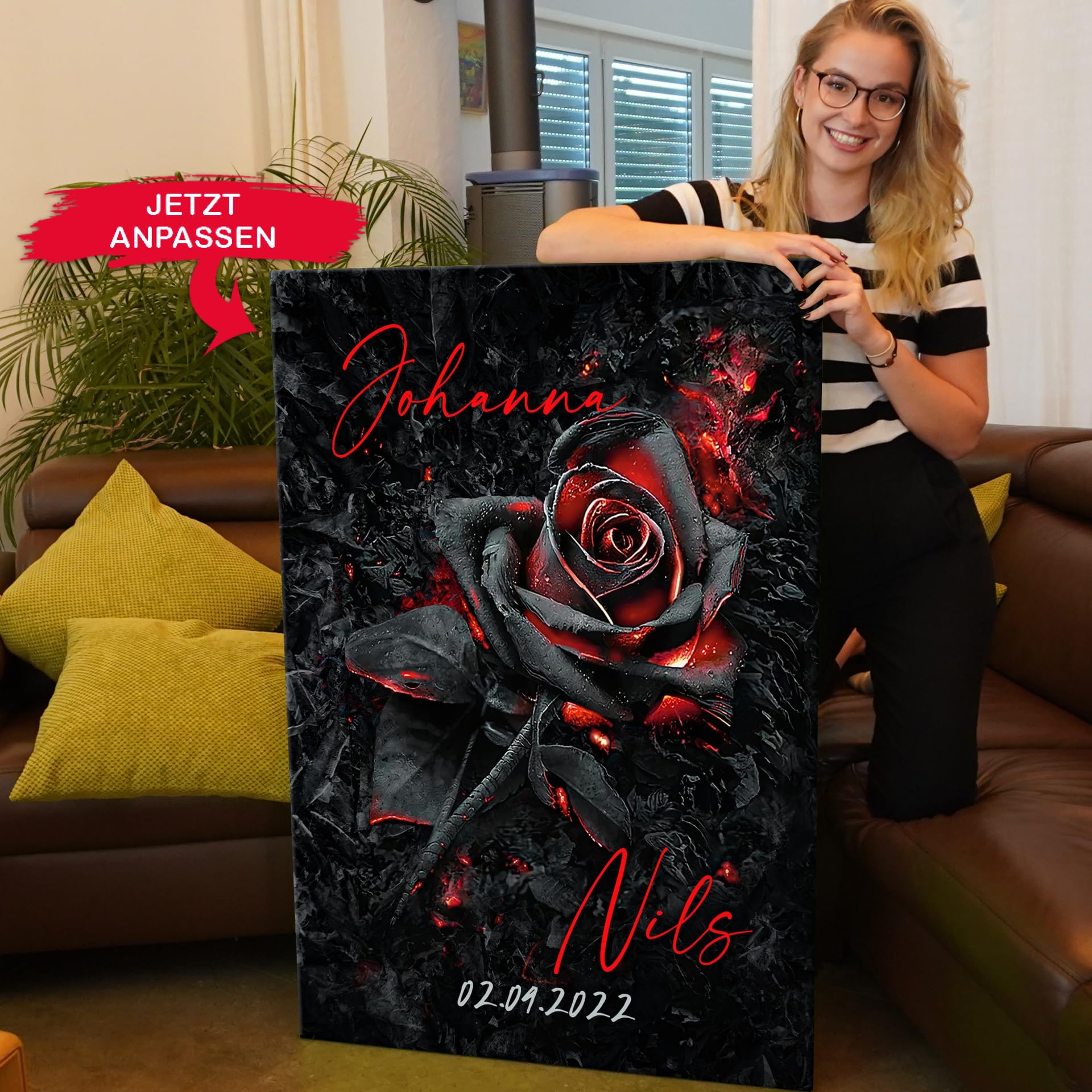 Liebesleinwand Personalisiertes Geschenk für Partner Mystische Leidenschaft Geschenk Jahrestag, Verlobung, Hochzeitstag | Leinwandbild romantisch gestalten