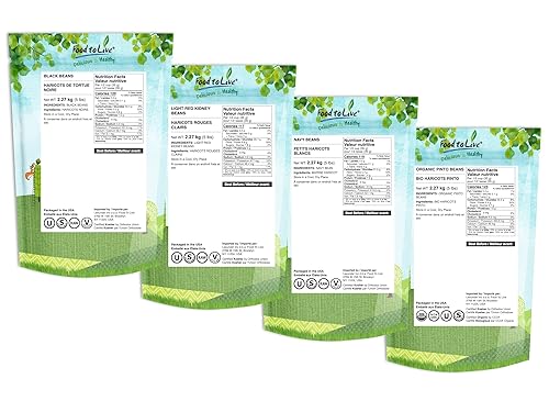 Miniatura 9 de Food to Live Paquete de 2 frijoles secos de alta calidad, frijoles negros (5 libras), frijoles pintos (5 libras), sin OMG, crudos, germinables, a
