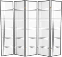Vista 14 de Red Lantern Pantalla Shoji de doble cruz de 6 pies de alto, color gris, 6 paneles