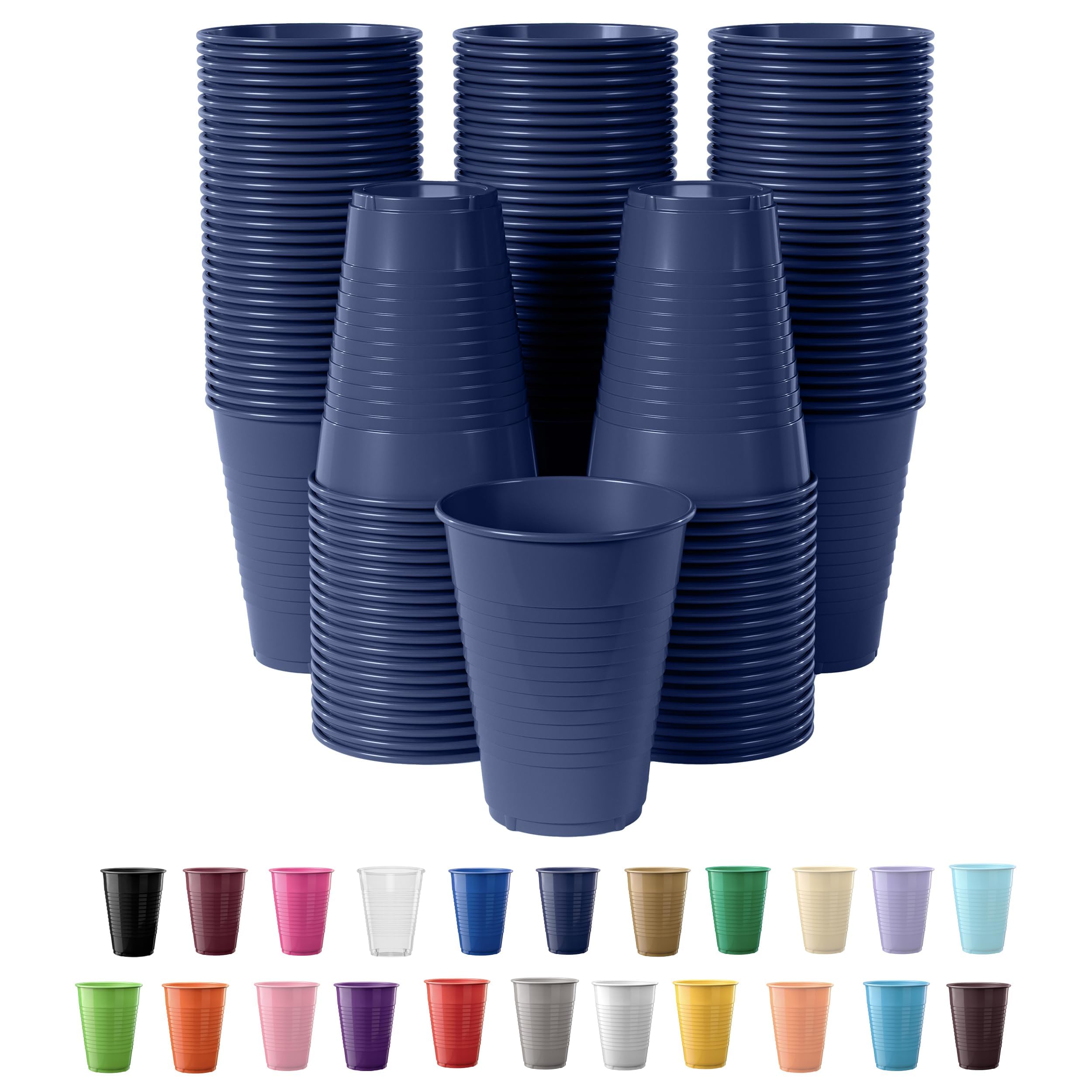 Party Solids 12 Oz Navy Plastic Cups For Party Supplies 50 Pack | Navy Disposable Cups Plastic | Disposable Drinkware For Parties, Events & Everyday