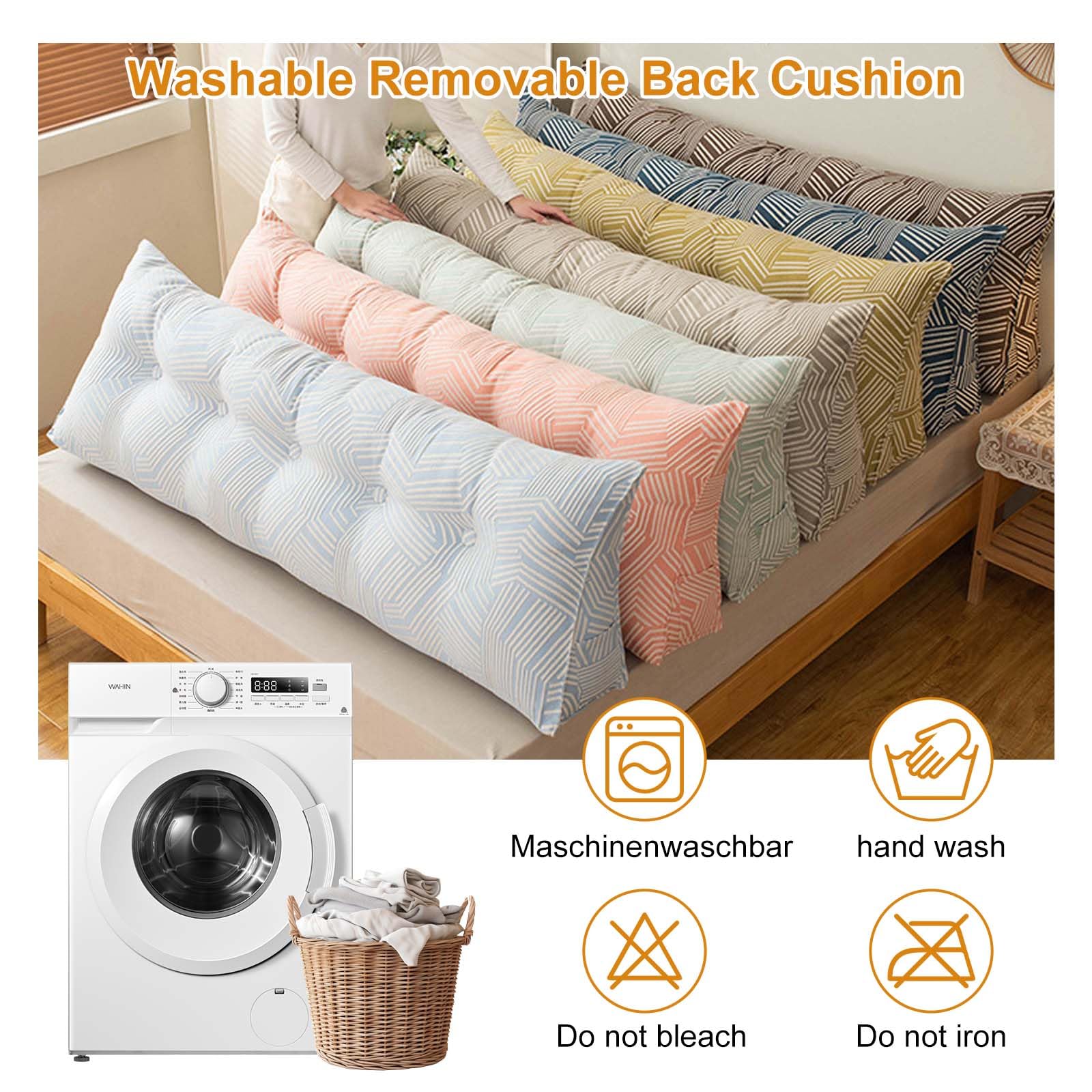 Almohada de apoyo de espalda de espuma viscoelástica con funda lavable, almohada de posicionamiento de cuña grande para apoyo lumbar y comodidad, cojín triangular con respaldo de bolsillo para cama